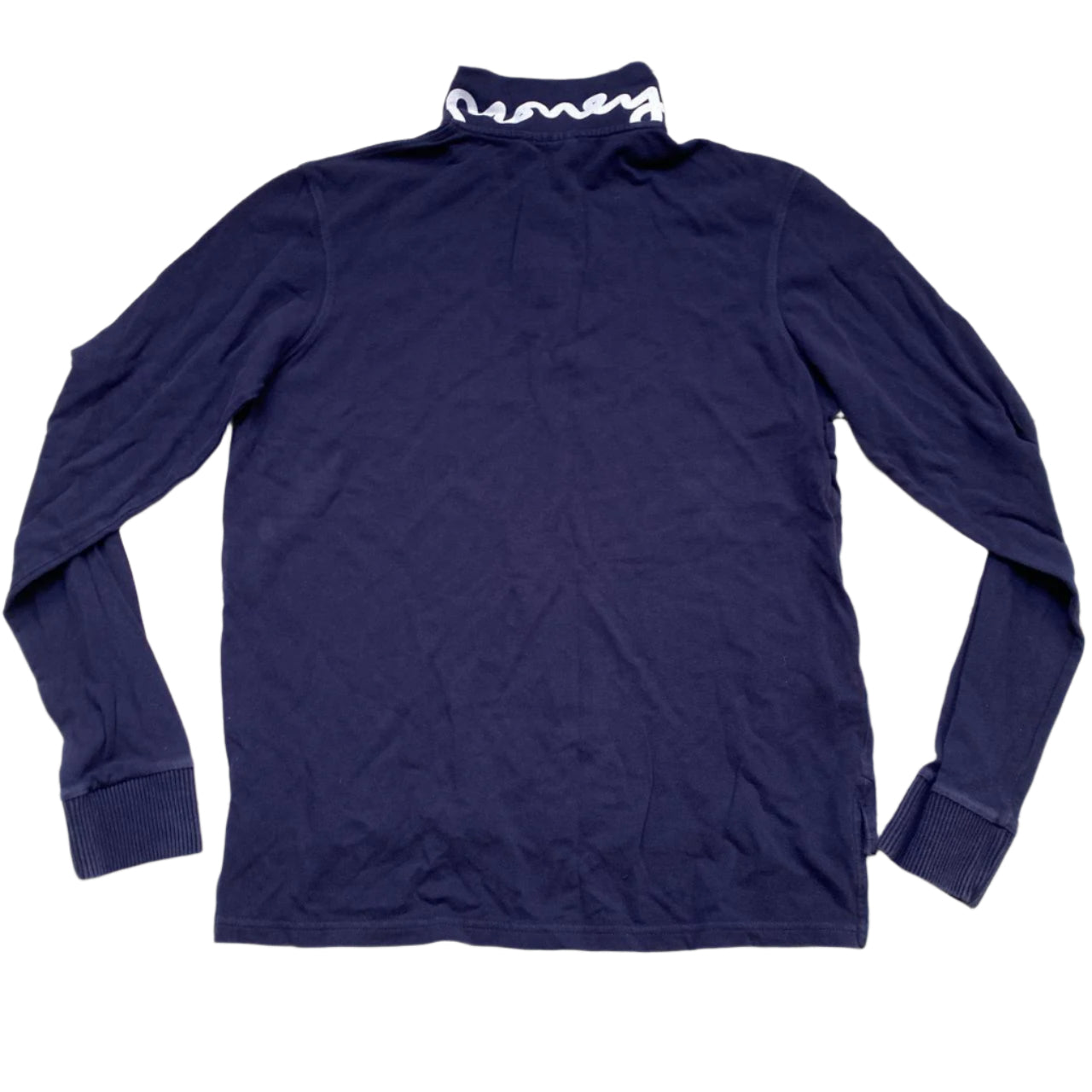 Money Clothing Navy and White Long Sleeve Polo Shirt (M)