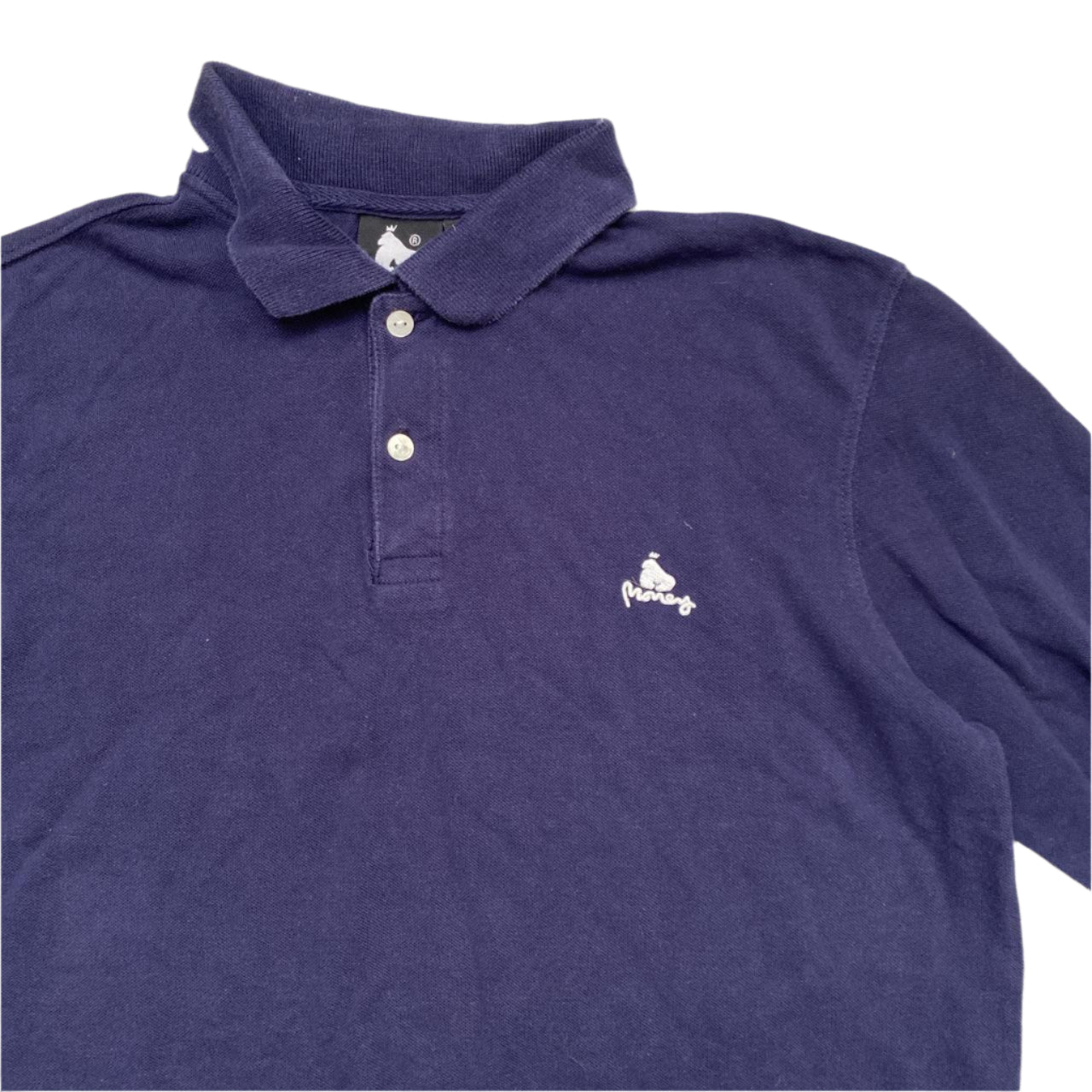 Money Clothing Navy and White Long Sleeve Polo Shirt (M)