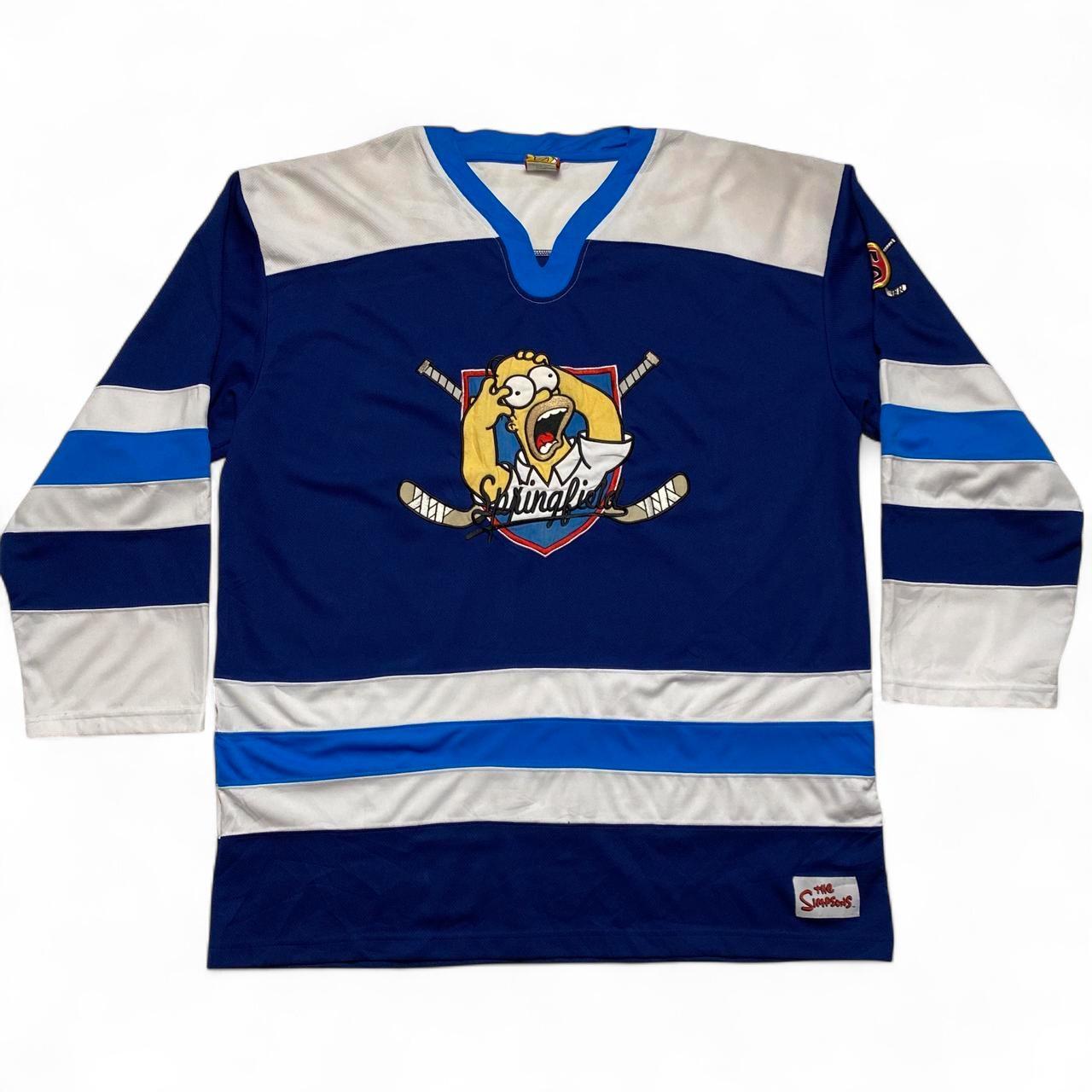 The Simpsons Vintage y2k Blue and White 2004 Hockey Jersey (XL)