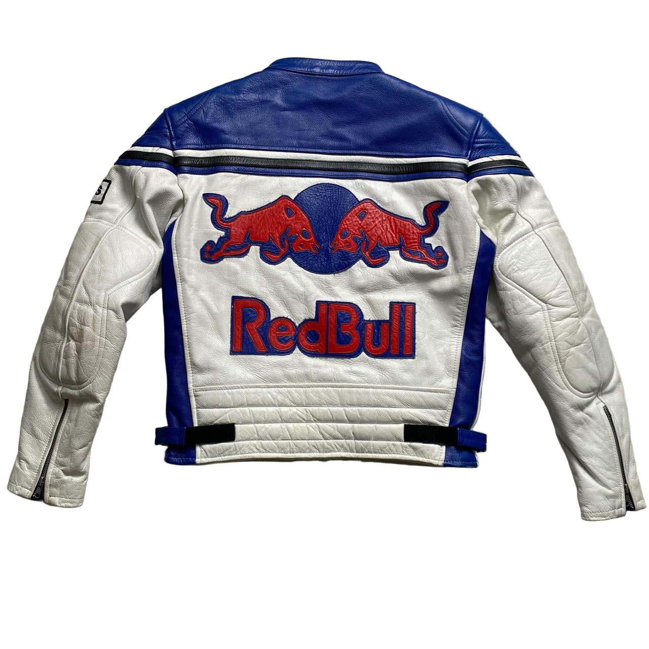 Redbull Vintage Leather Biker Motorcycle Bomber Jacket (XS)