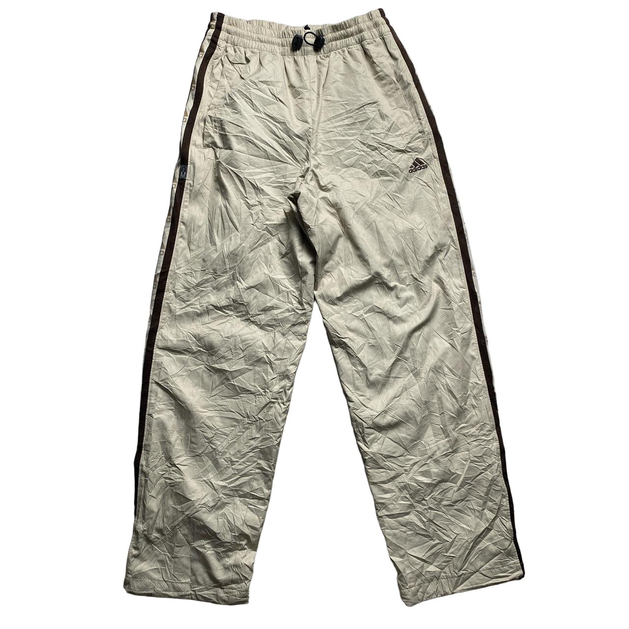 Adidas Cream and Brown Shell Trackpant Bottoms (S)