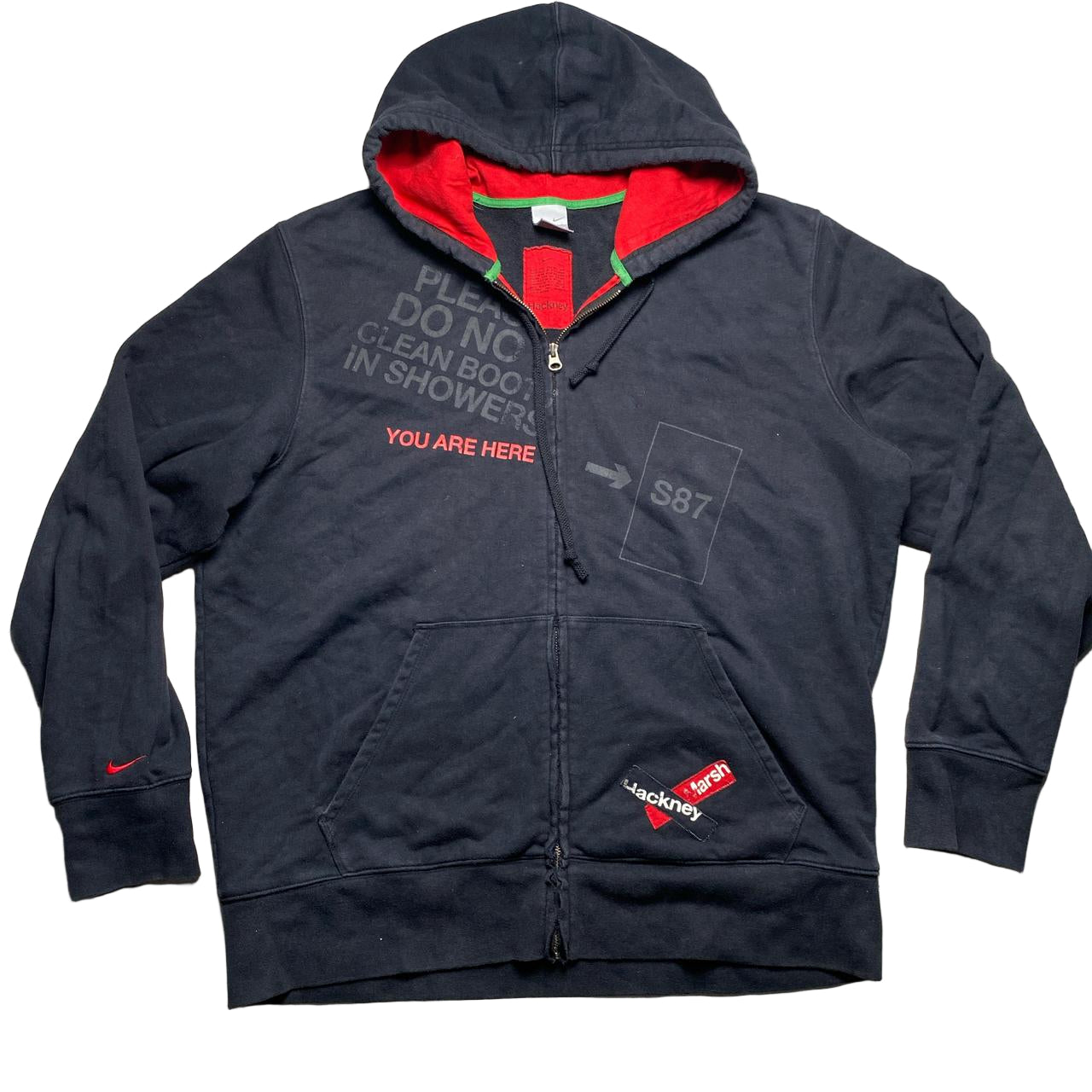 Nike Hackney Marshes Football Vintage y2k Black and Red Hoodie (XL)