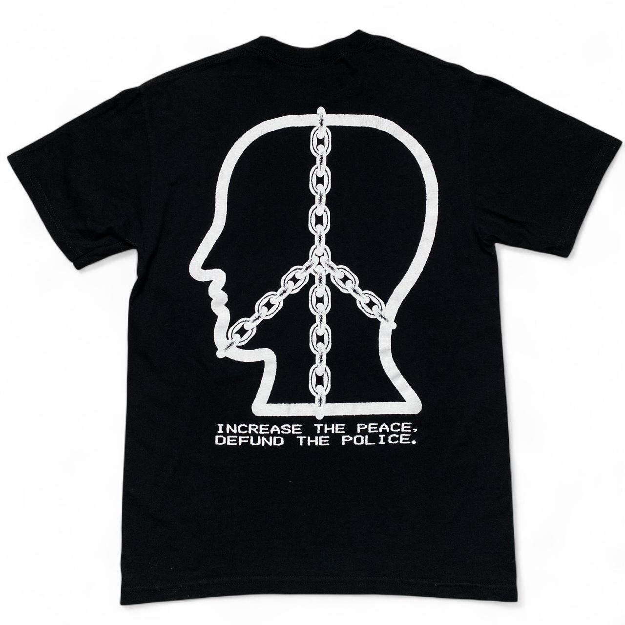 Brain Dead Increase The Peace Defund The Police Black and White T Shirt (M)