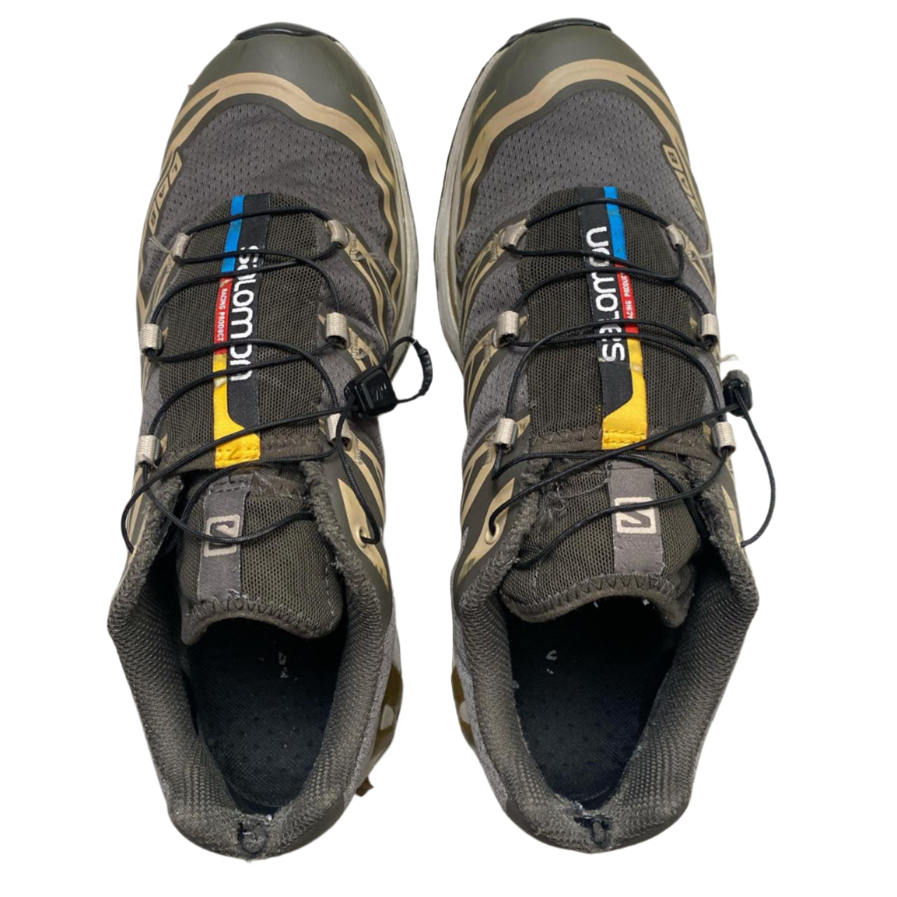 Salomon S-Lab XT6 Soft Ground Khaki Green Cream and White Trainers (UK 9.5)