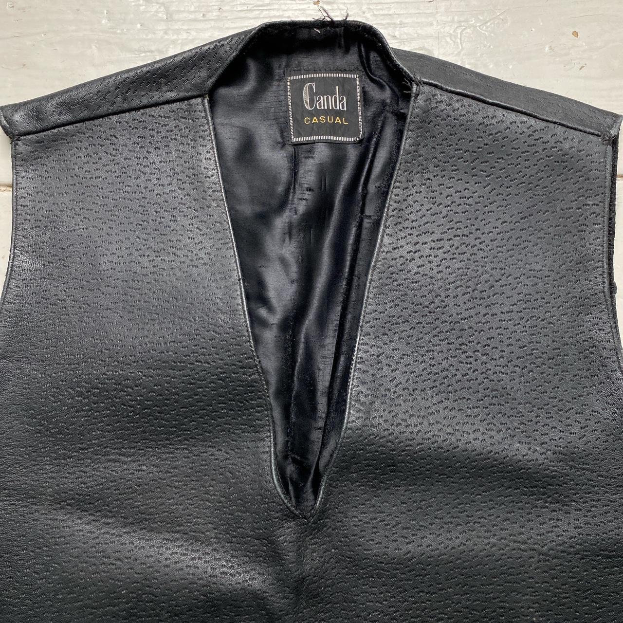 Leather Vest Gilet Black (M)