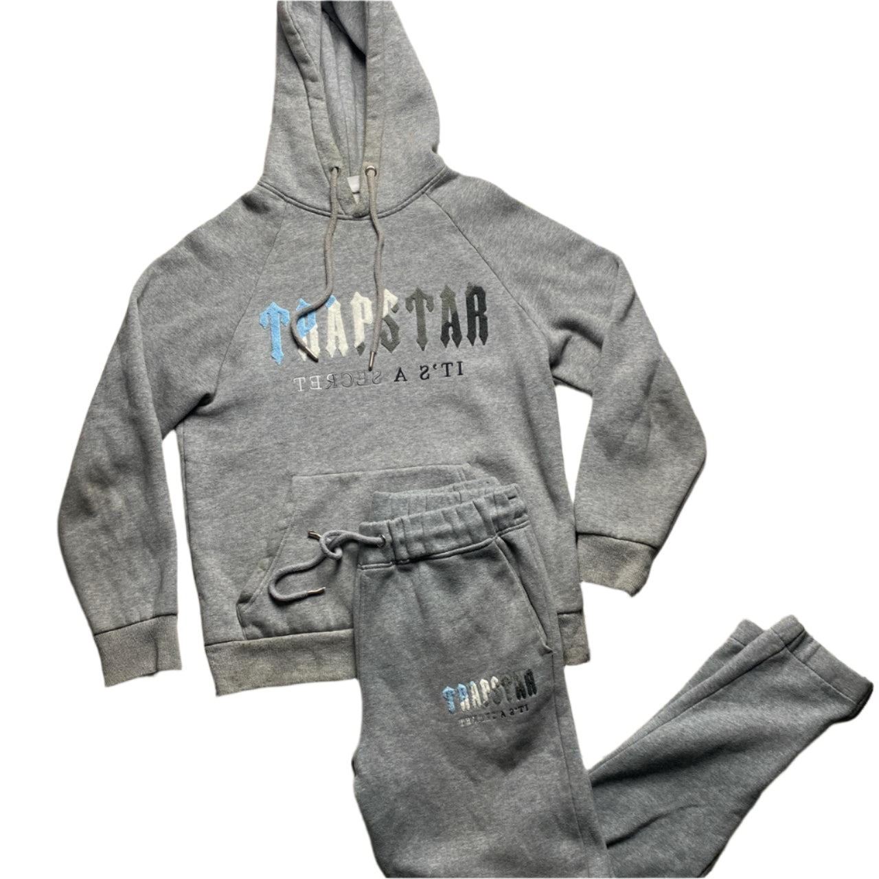 Trapstar Chenille Ice Grey White and Blue Tracksuit (S)