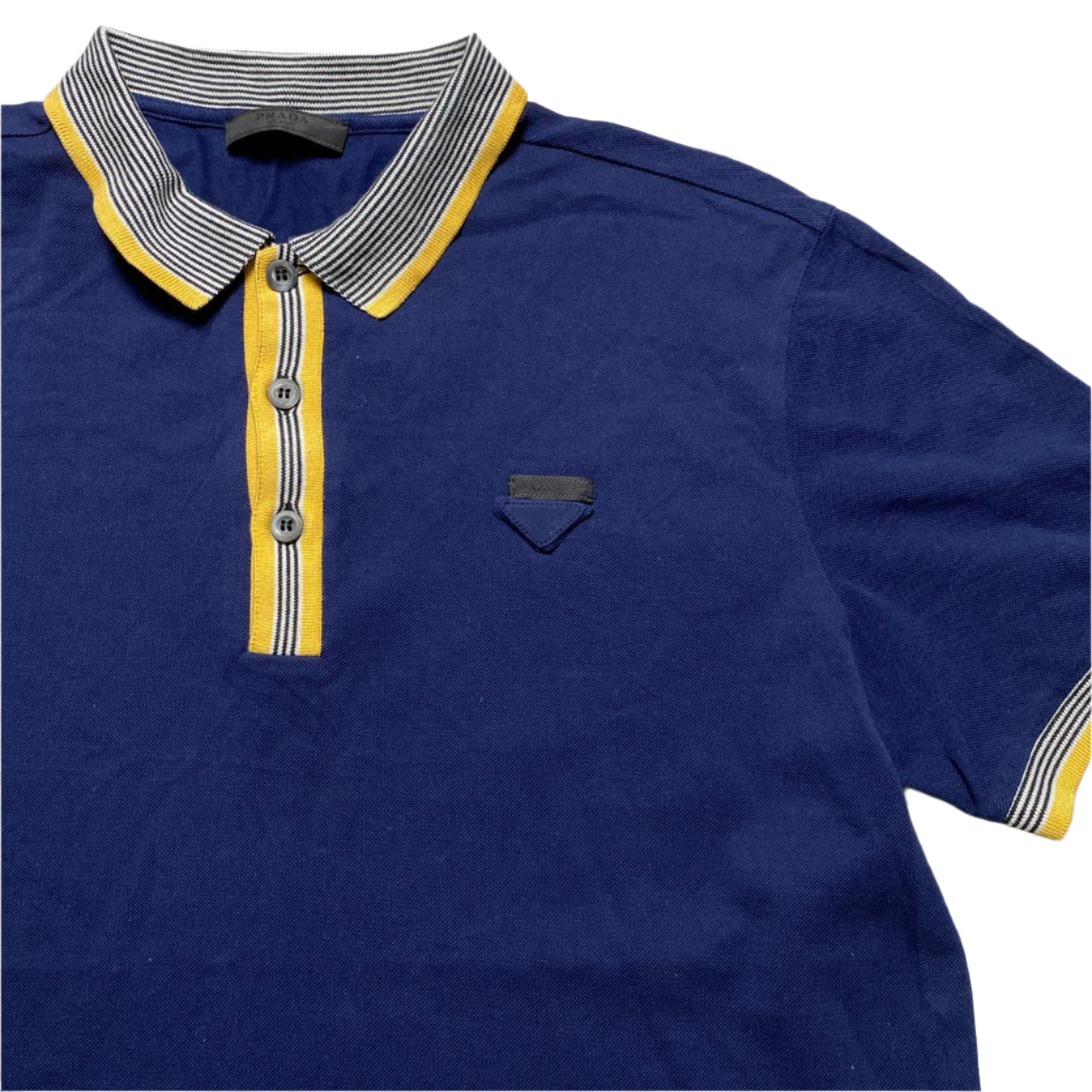 Prada Milano Navy and Yellow Polo Shirt (M)