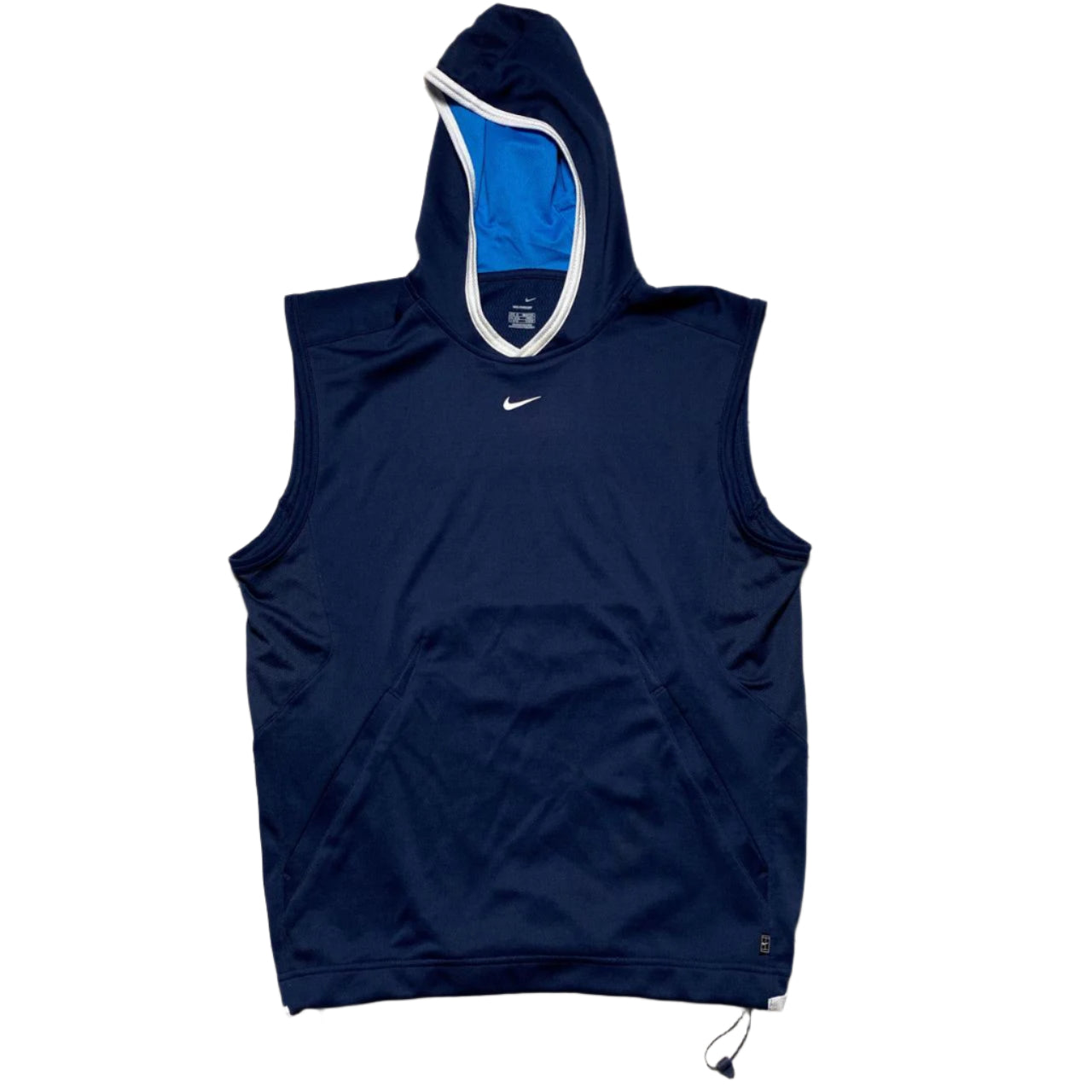 Nike Navy and White Swoosh Tennis Vintage Hooded Vest (M)
