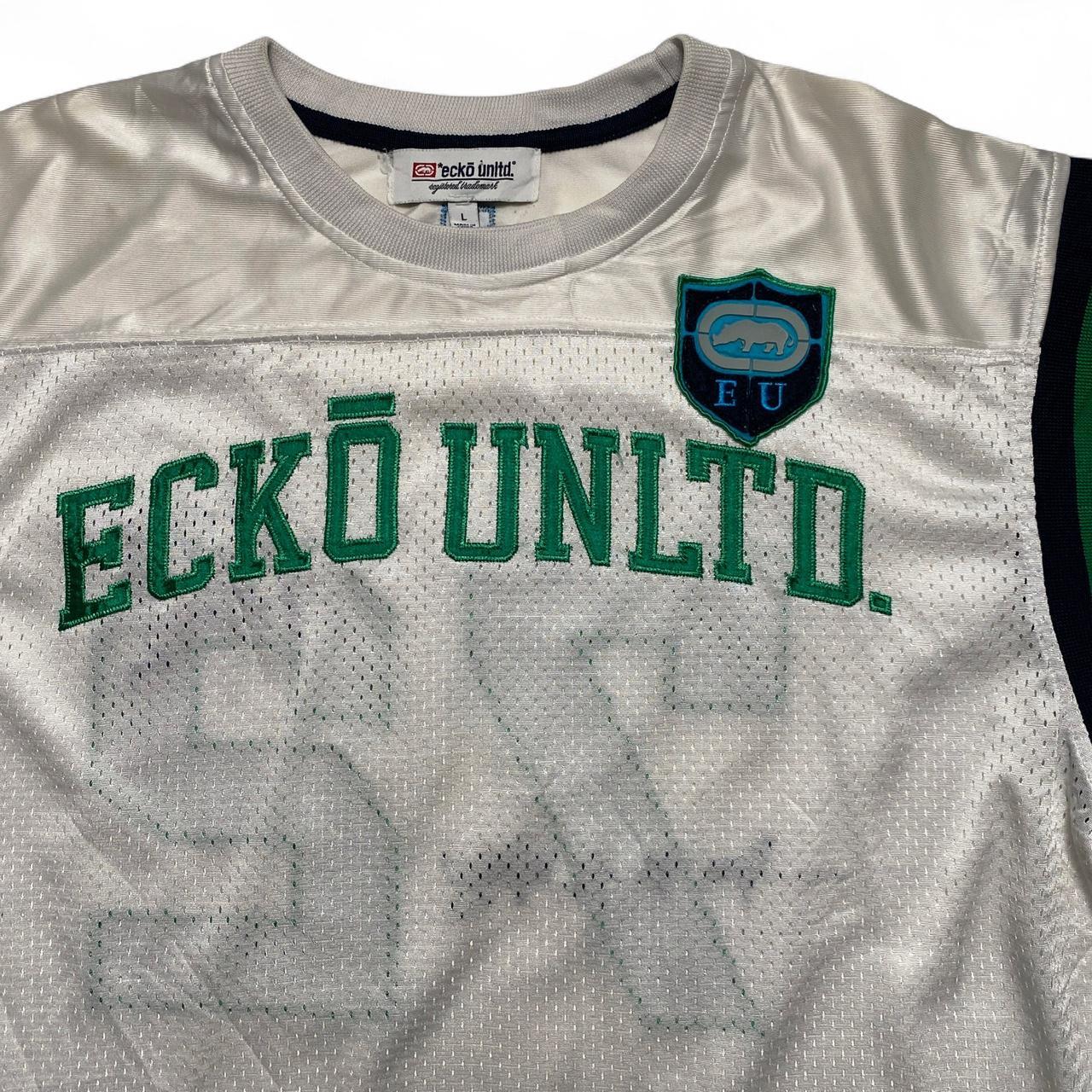 Ecko Unltd Vintage y2k White Green and Blue Jersey (L)