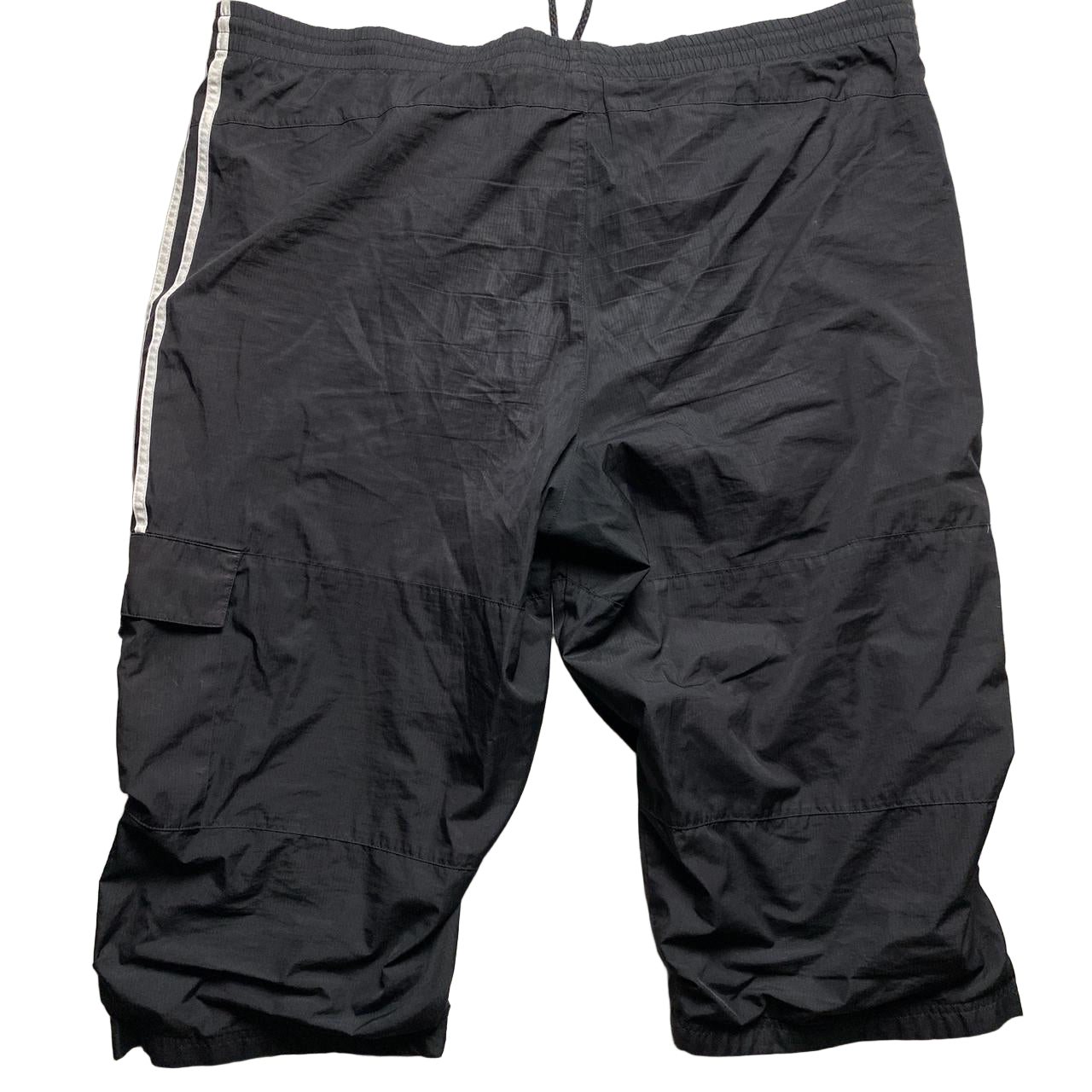 Adidas Black and White Stripe Cargo Shell Trackpant Shorts (XL)