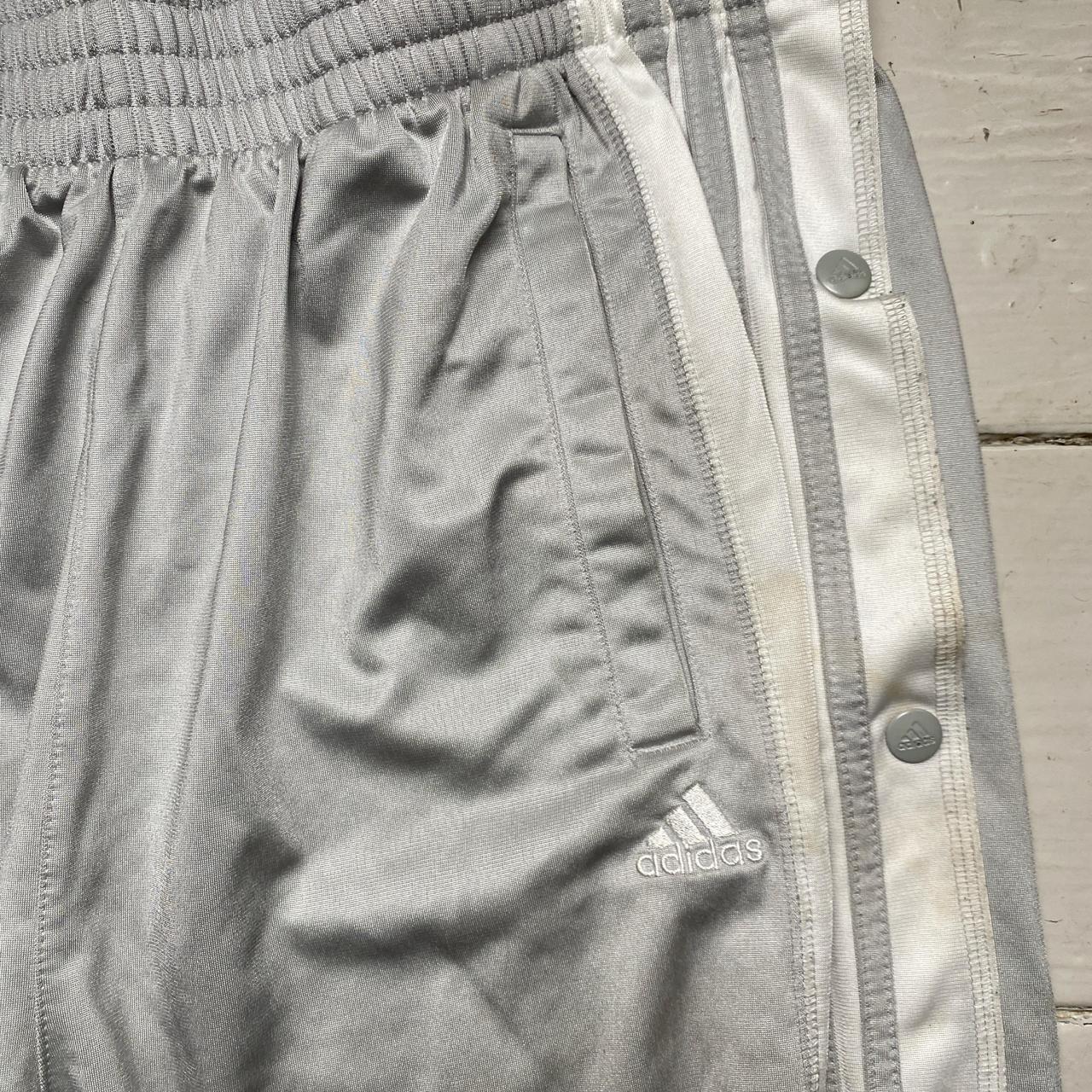 Adidas Essentials Popper Grey Silver and White Stripe Trackpant Bottoms