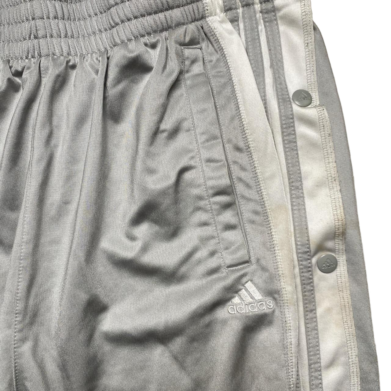 Adidas Essentials Popper Grey Silver and White Stripe Trackpant Bottoms (L)