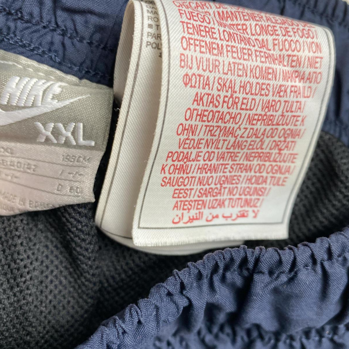 Nike Vintage y2k Navy Light Blue and White Shell Trackpant Shorts (2XL)