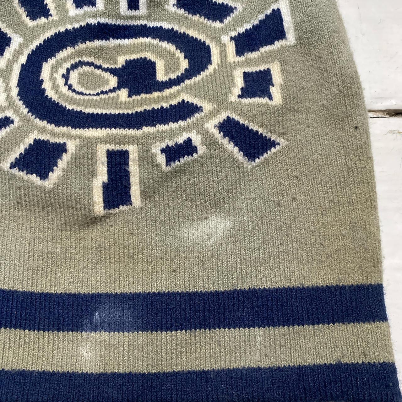 Always Do What You Should Do Khaki Green and Navy Blue Striped Reversible Beanie Hat