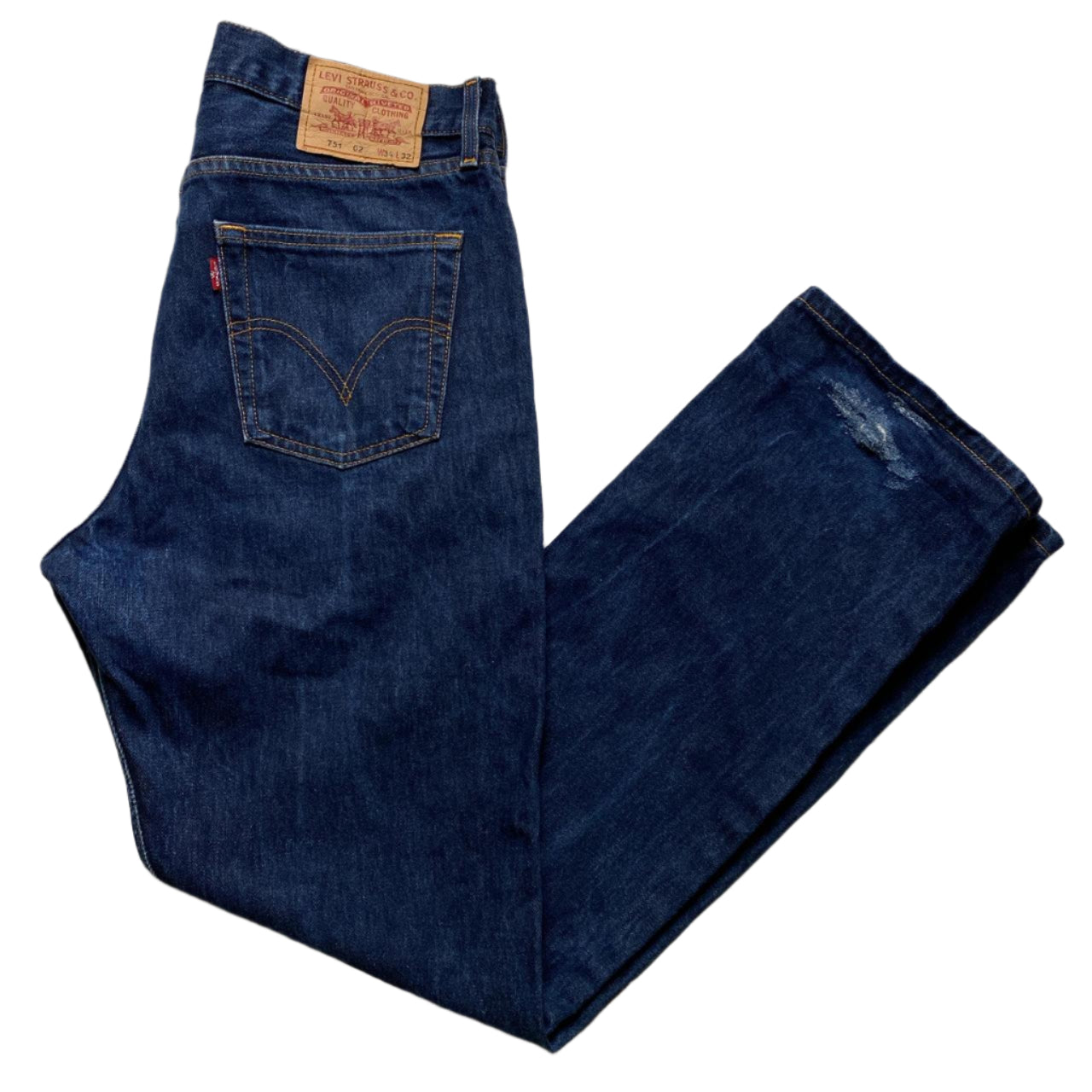 Levis 751 02 Baggy Distressed Navy Jeans (34W)