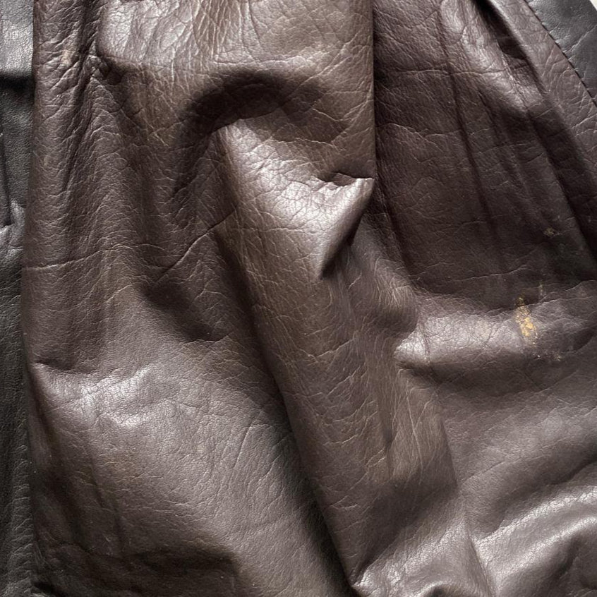 Leone London Vintage Brown Long Leather Trench Coat (S)
