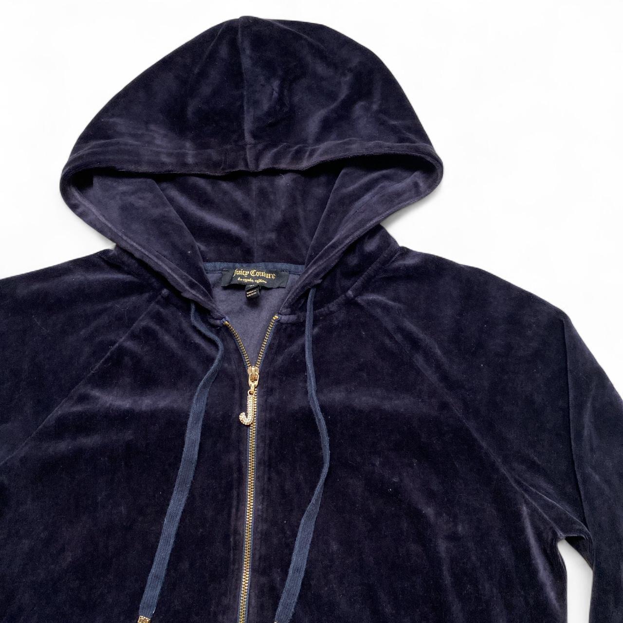 Juicy Couture Womens Velour Navy Jewel Zip Hoodie