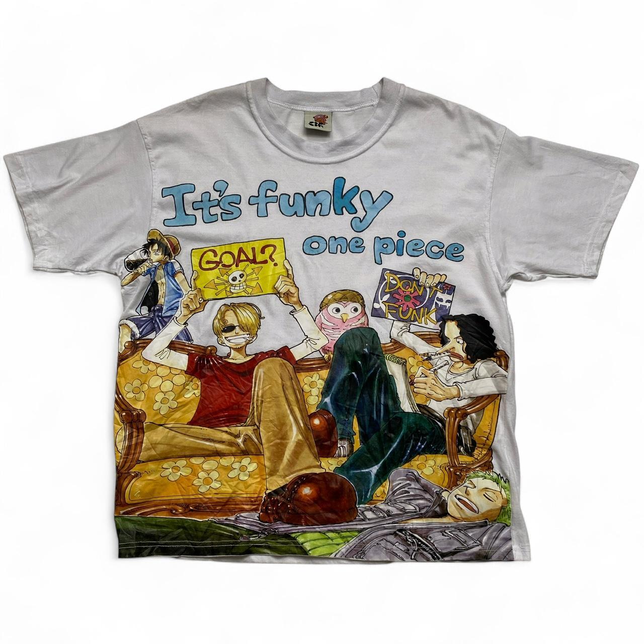 One Piece Anime White Graphic T Shirt (L)