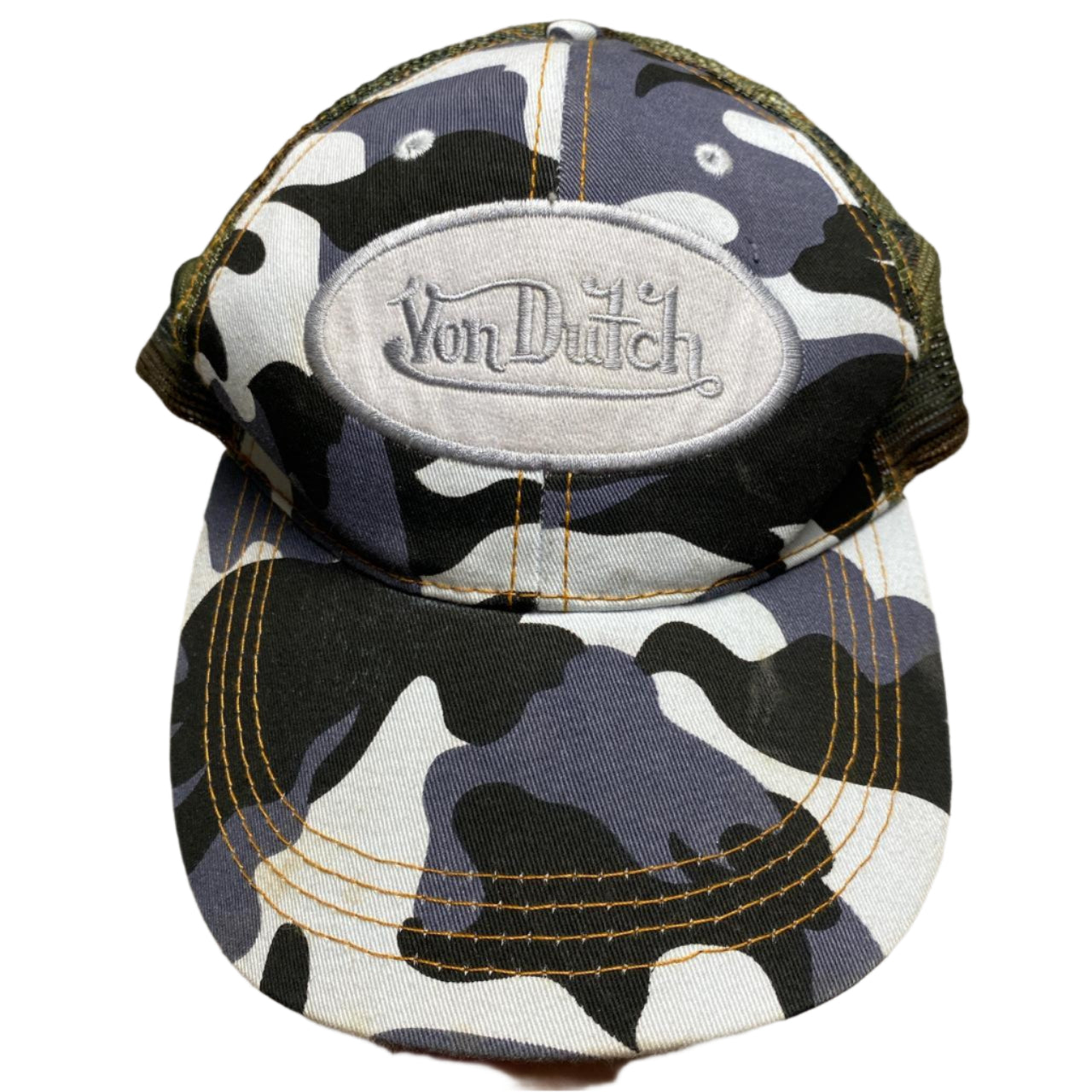 Von Dutch Grey and White Camouflage Trucker Cap