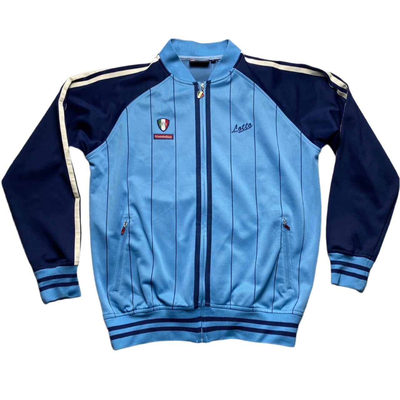 Lotto Blue and Navy Vintage Tracksuit Jacket (M)