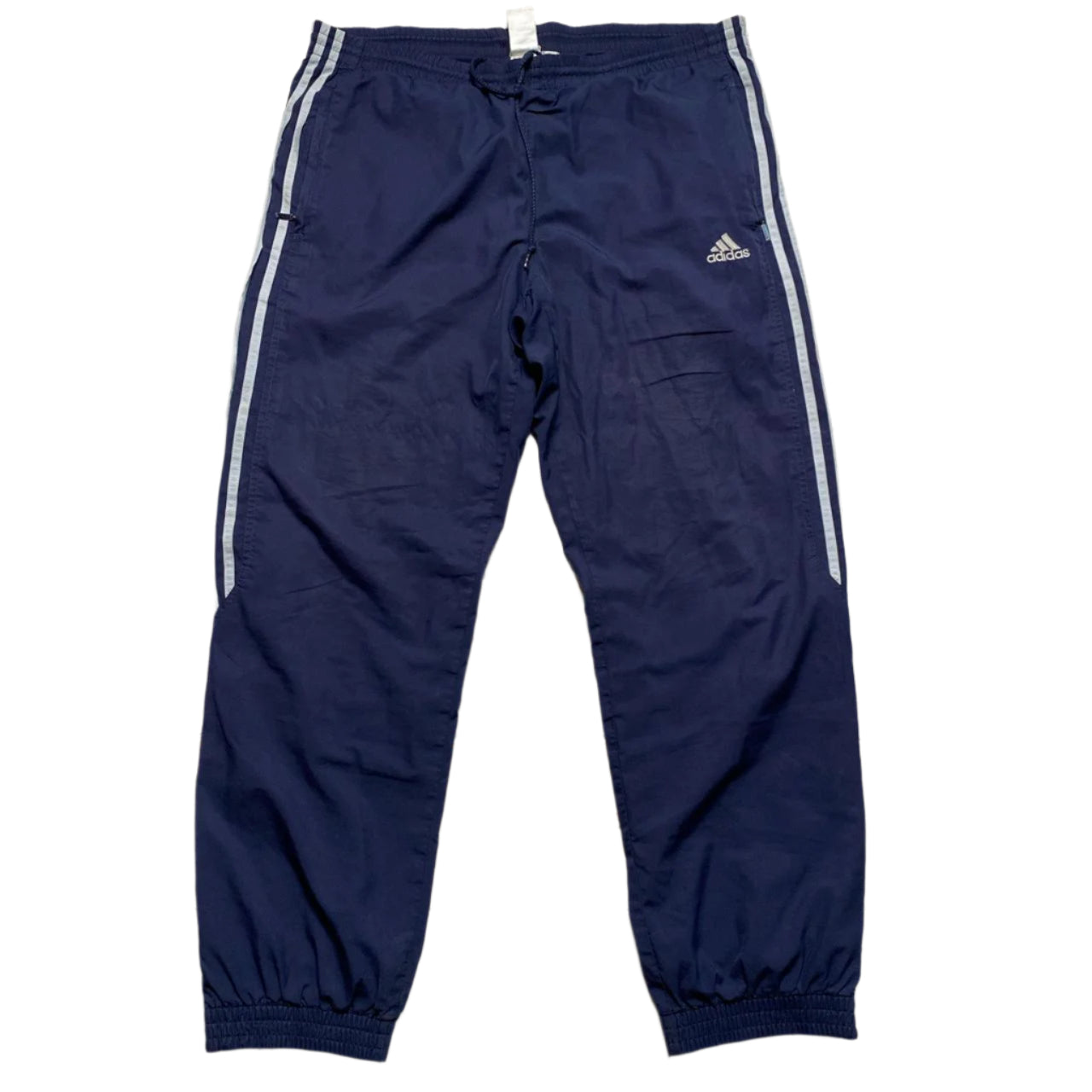 Adidas Navy and Grey Shell Trackpant Vintage Baggy Bottoms (L)