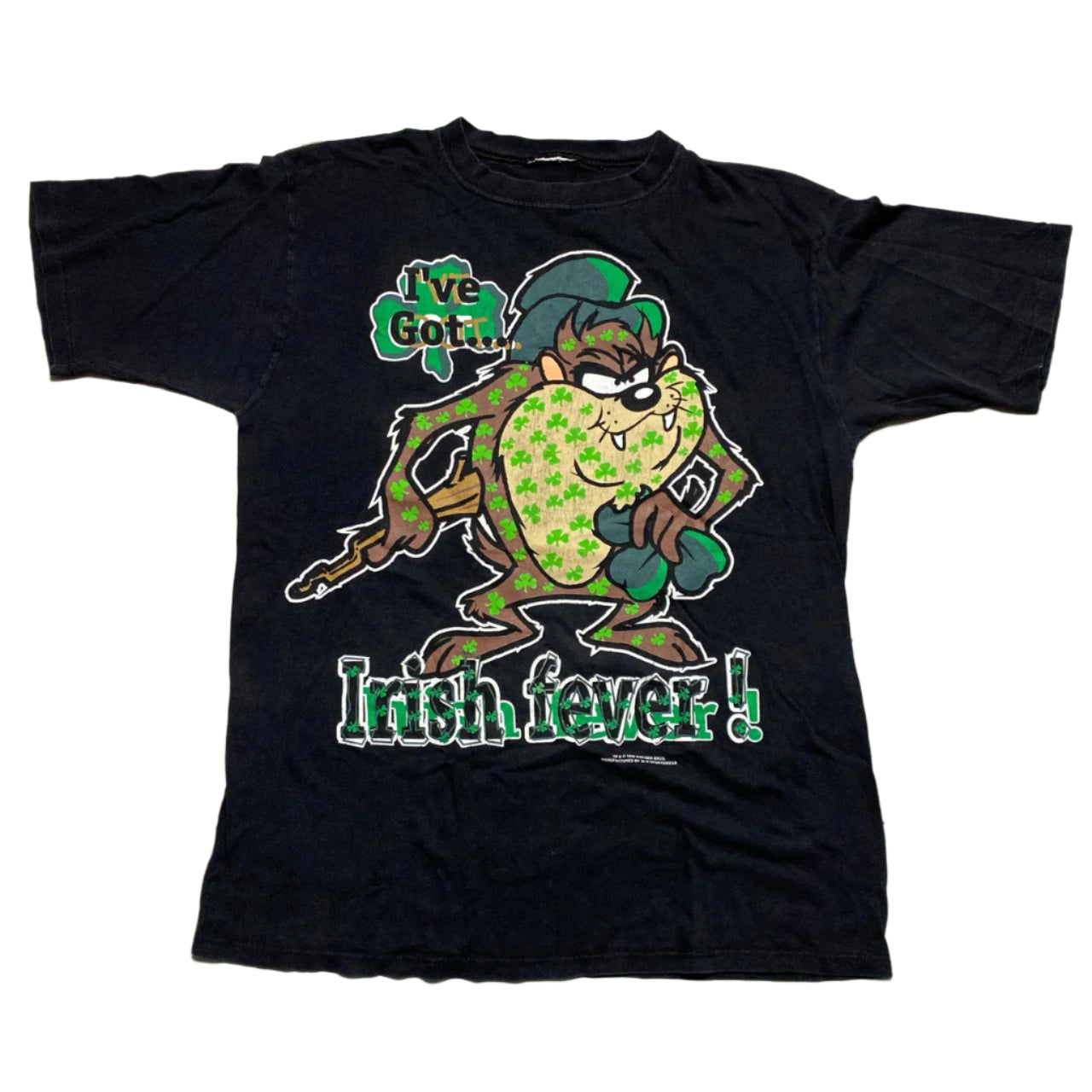 Taz Tasmanian Devil Warner Brothers 1996 90’s Black Irish Fever T Shirt (L)