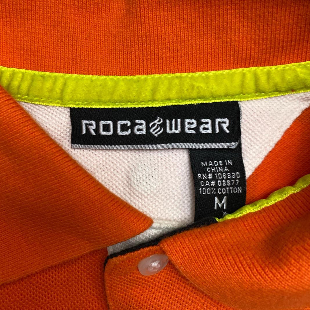Rocawear Oramge Striped White Grafitti Polo Shirt (M)