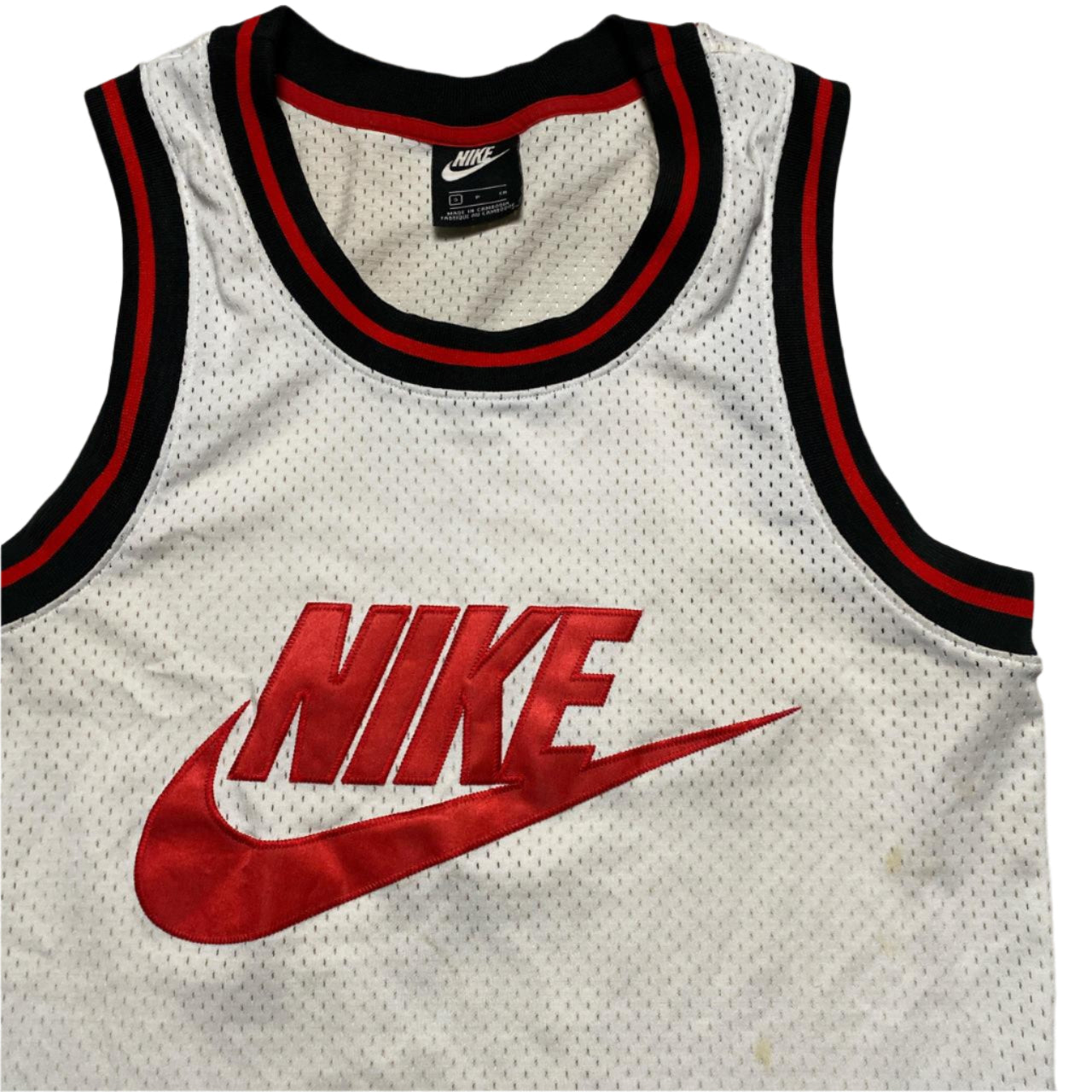 Nike White Red and Black Big Swoosh Basketball Vest (M)