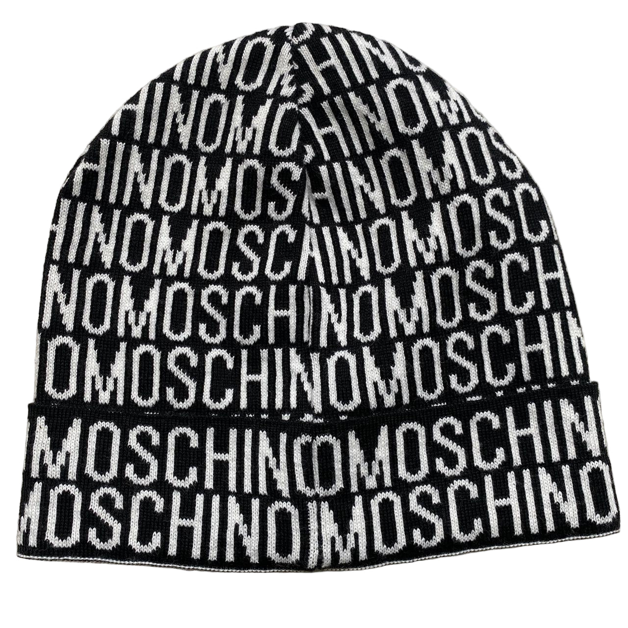 Moschino Monogram Black and White Beanie Vintage Hat
