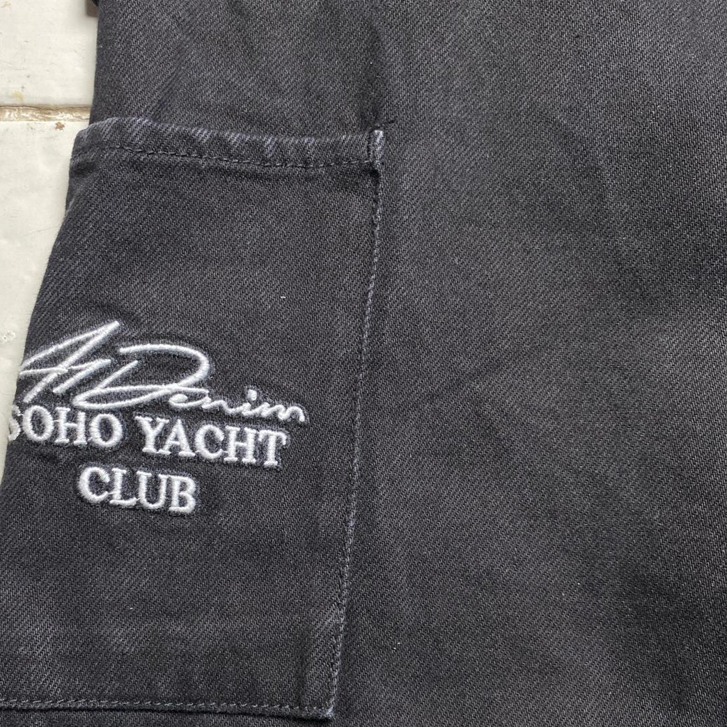 A1 Denim Soho Yacht Club Black Baggy Carpenter Cargo Denim Jeans (34W)