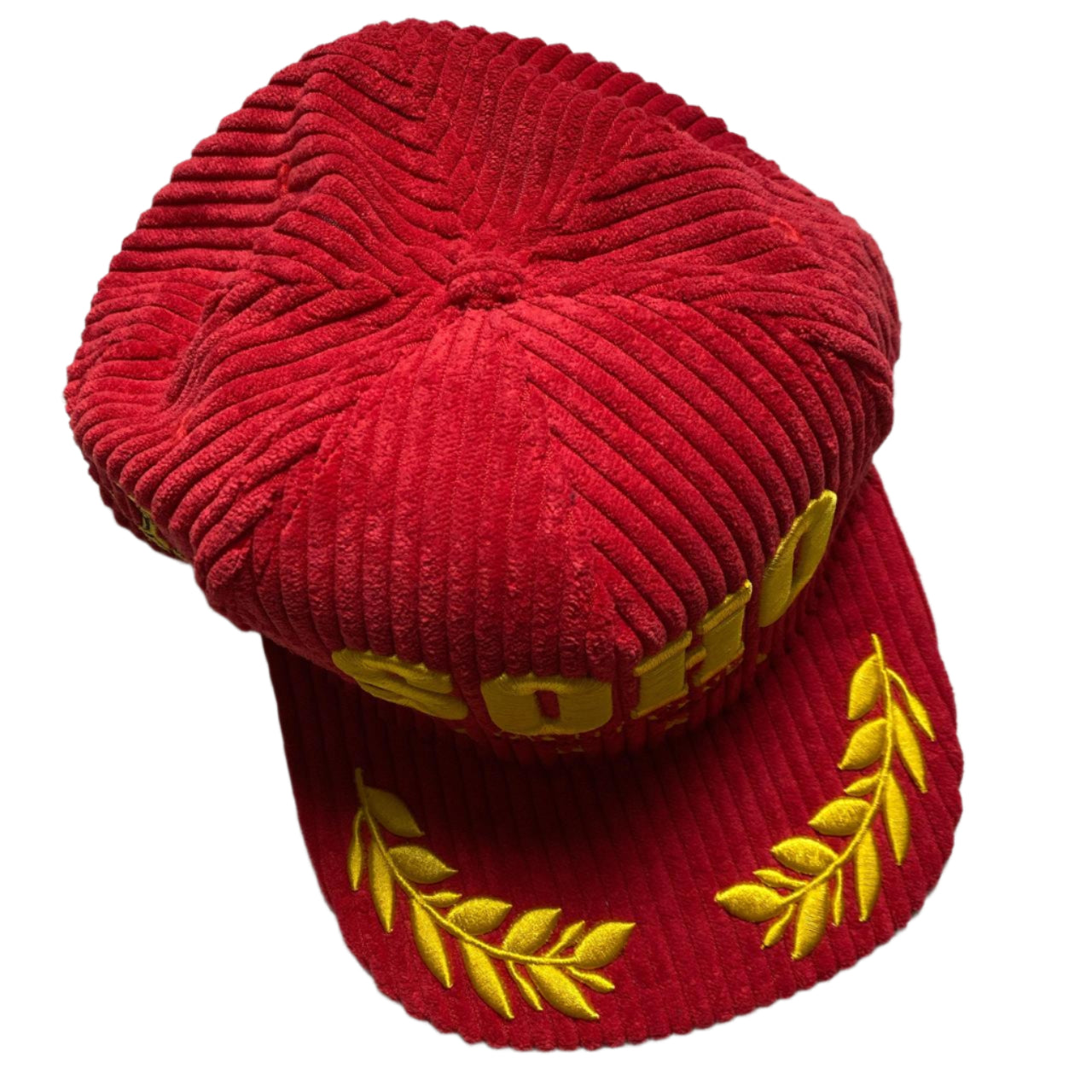 Soho Yacht Club Red and Gold Corduroy Velvet Snapback Cap