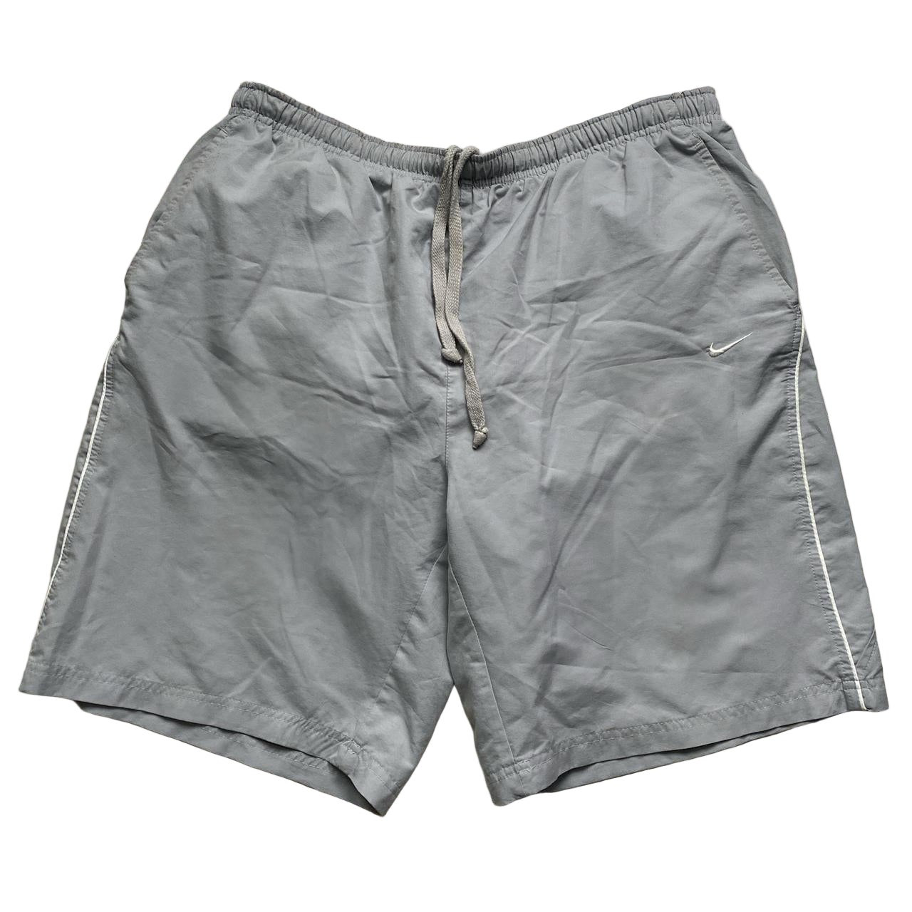 Nike Swoosh Silver Grey and White Shell Trackpant Shorts (XL)