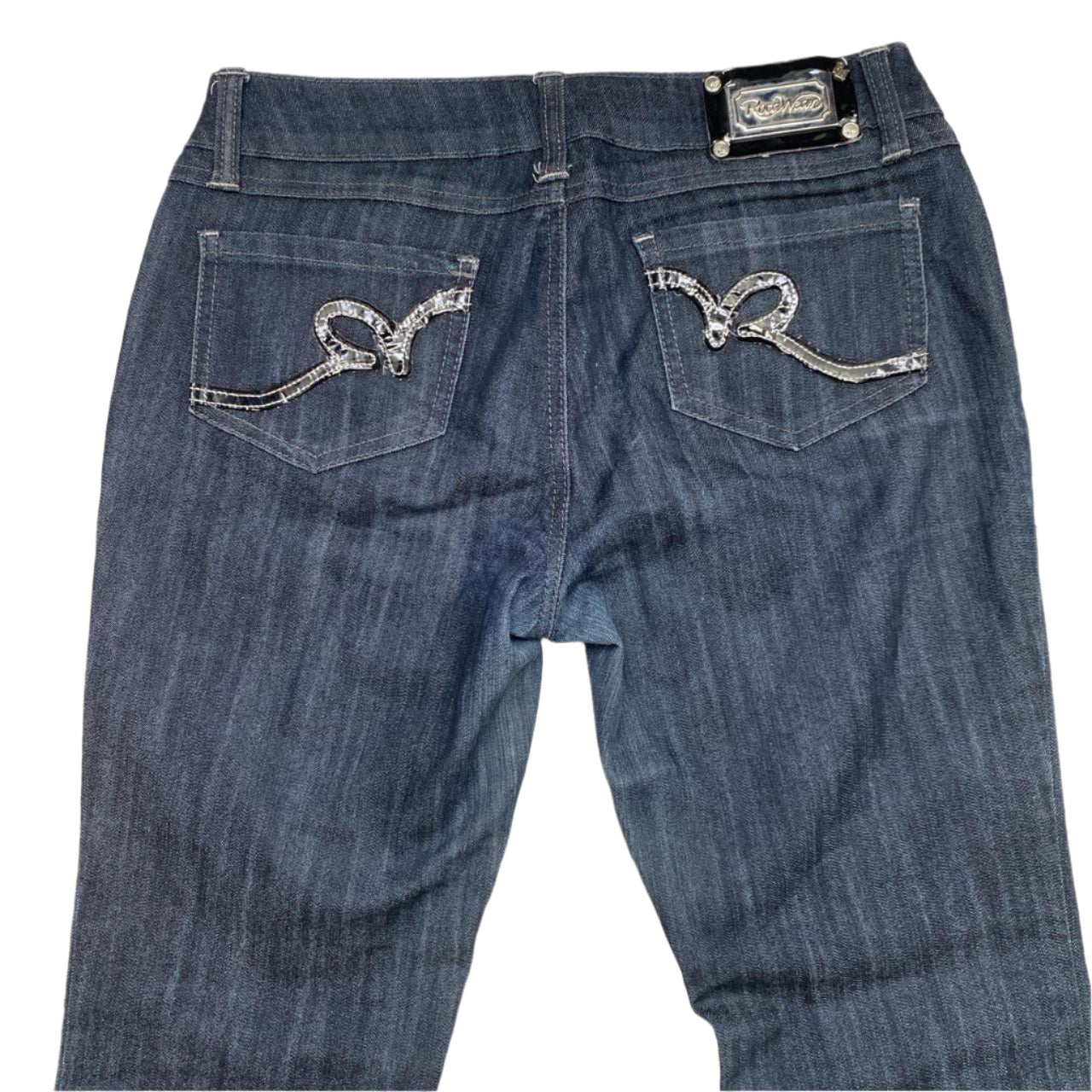 Rocawear Vintage Navy Patent Black R’s Flared Womens Jeans (30W)