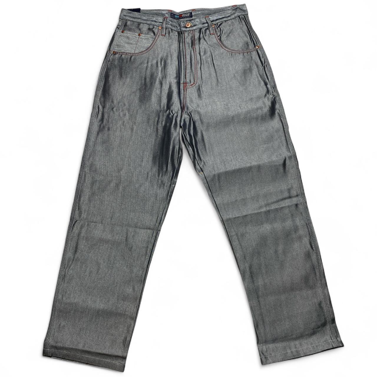 MECCA USA Vintage Baggy 90’s Y2K Shiny Metallic Silver Denim Jeans