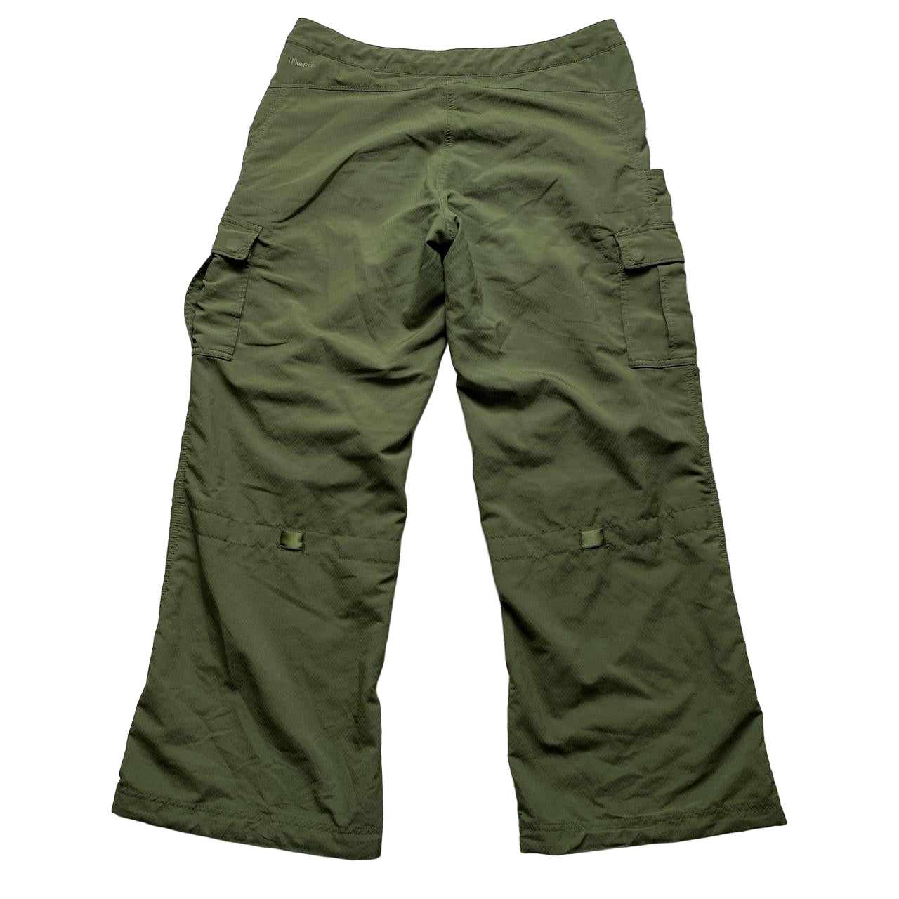 Nike Vintage Khaki Green and Pink Womens Cargo Baggy Combat Trousers (UK 12)