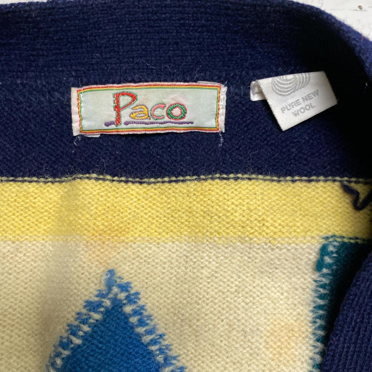Paco Vintage 90βs Wool Multi Colour Cardigan Jumper (L)