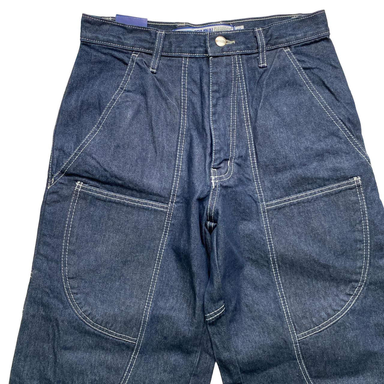 Criminal Damage Skull Embroidery Baggy Cargo Carpenter Jeans (30W)