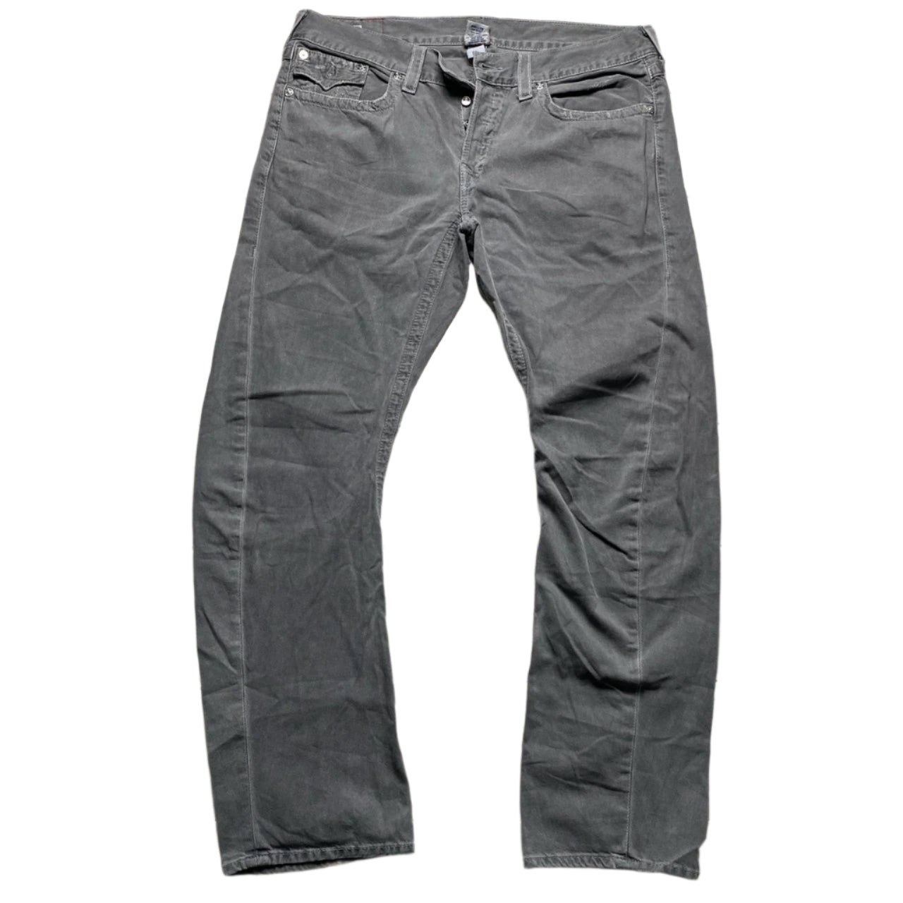 True Religion Jack Grey Baggy Stitch Jeans (38W)