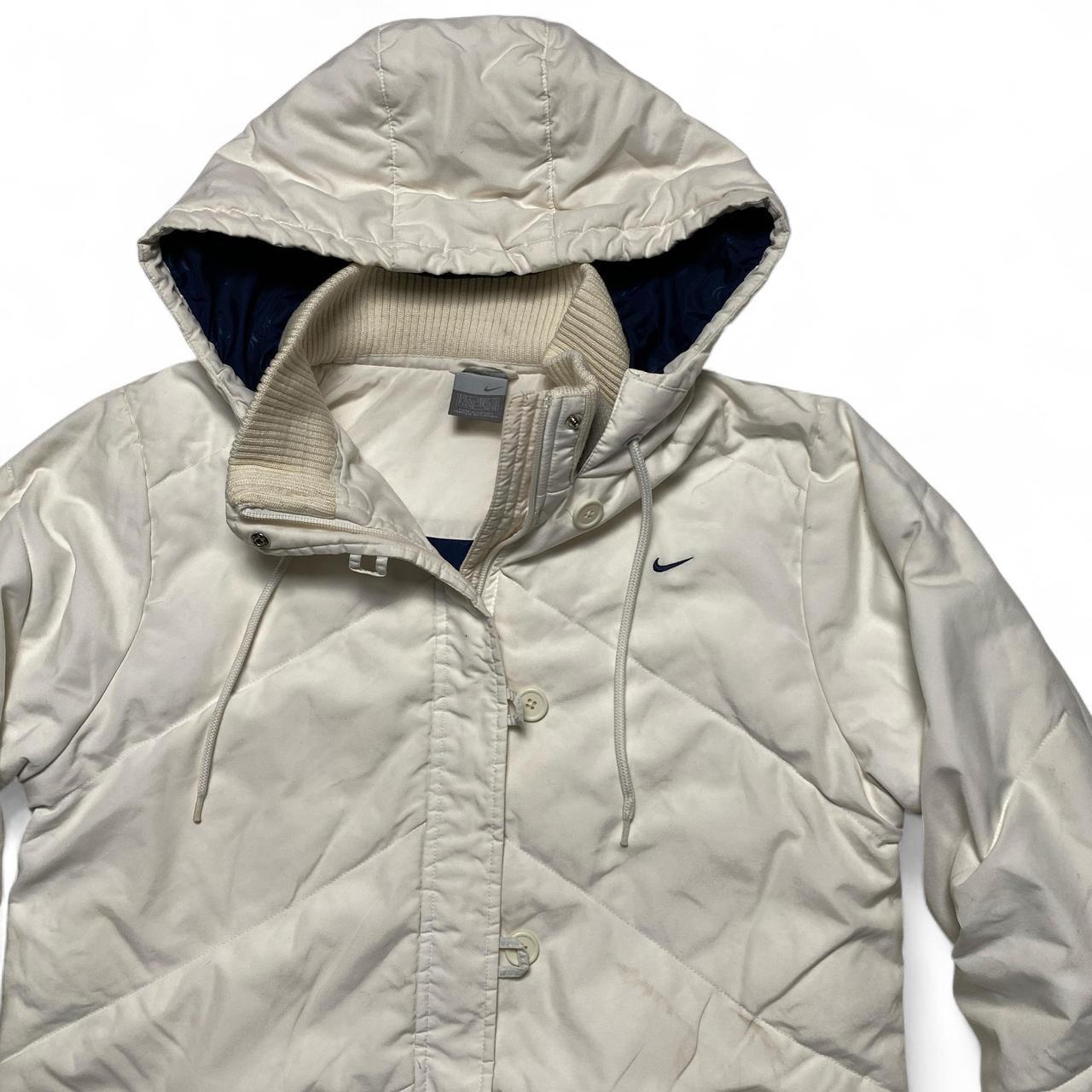 Nike Vintage Womens y2k Padded Jacket Parka Coat White and Navy