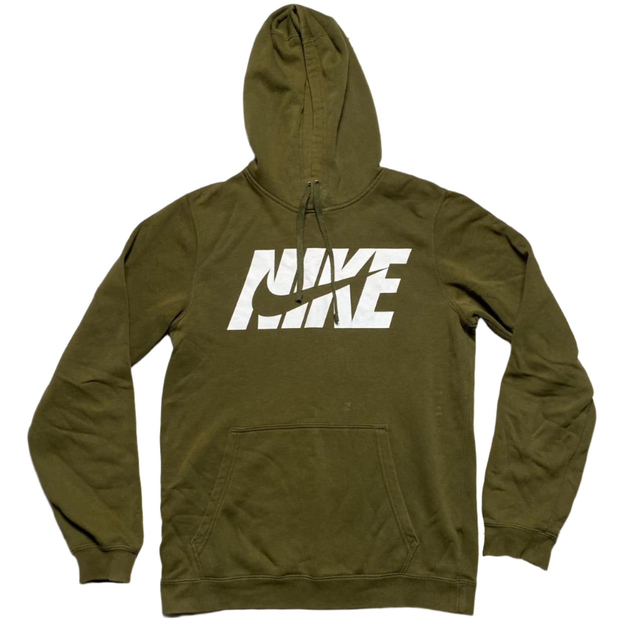 Nike Club Spellout Khaki Green and White Hoodie (S)