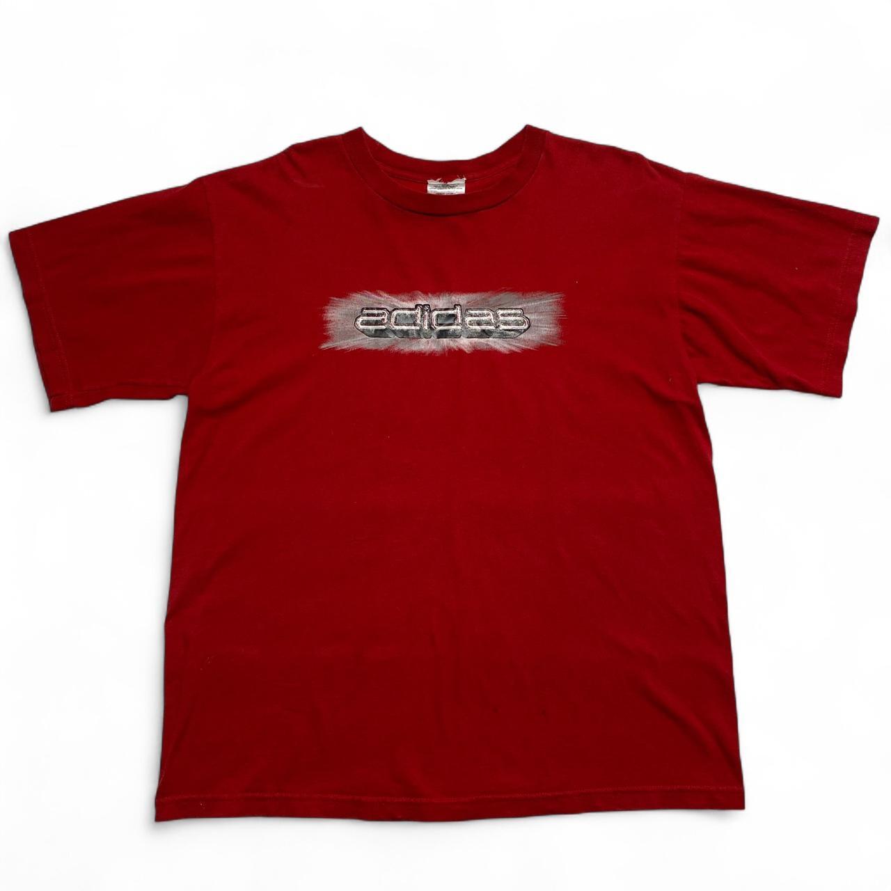 Adidas Vintage y2k Red and White T Shirt (M)