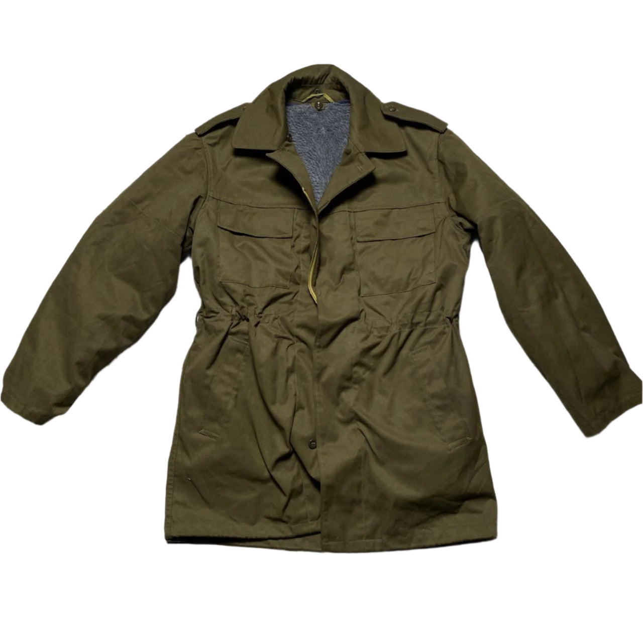 Khaki Green Military Fleece Sherpa Removable Lined Jacket (L)