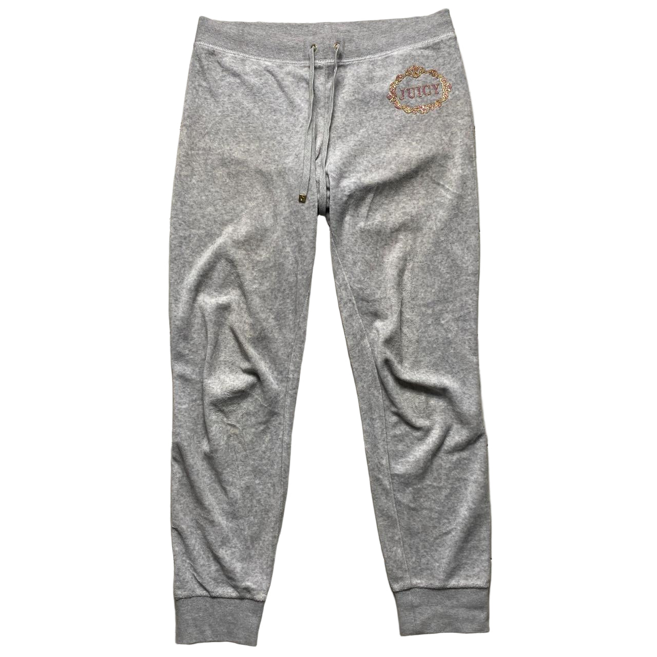 Juicy Couture Grey and Pink Velour Tracksuit (S)
