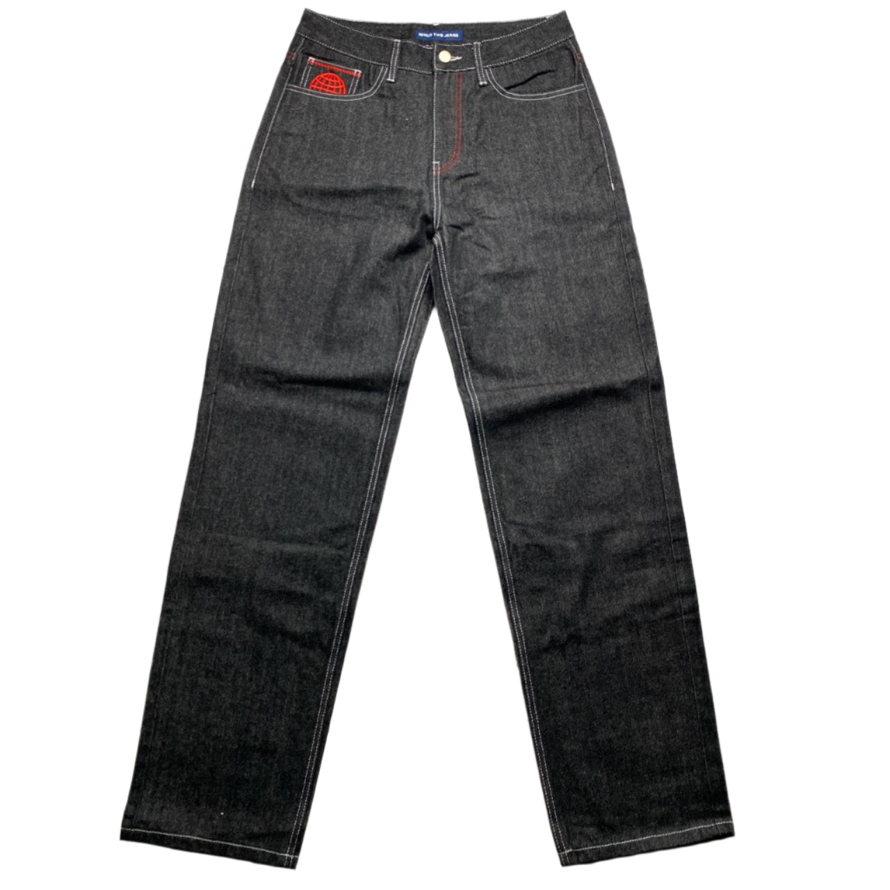 Minus Two Jean Black Charcoal Grey and Red Embroidery Jeans (32W/36W)