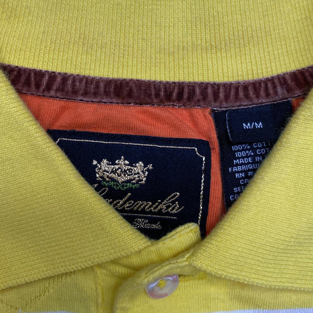 Akademiks Yellow Striped Brown and Orange Polo Shirt (M)