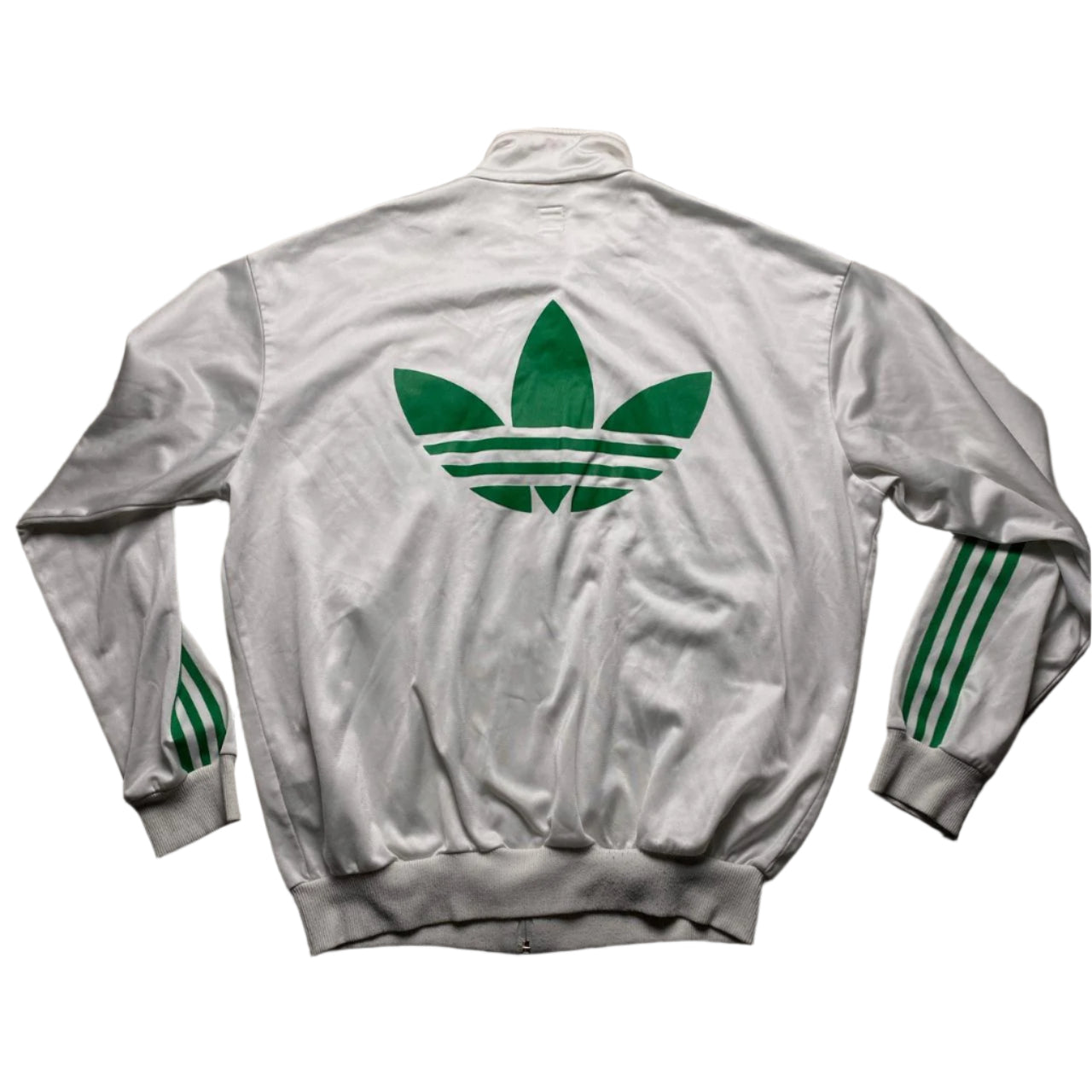 Adidas Originals White and Green Tracksuit Jacket (L)