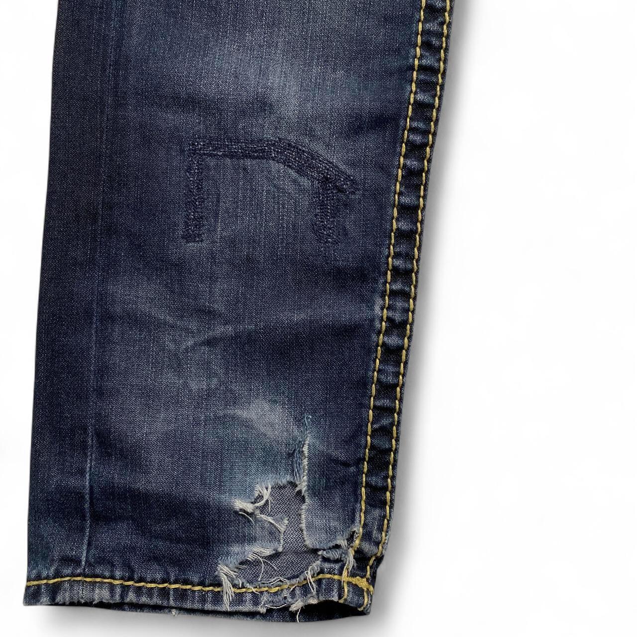 True Religion Skinny Navy and Gold Stitch Jeans (31W)