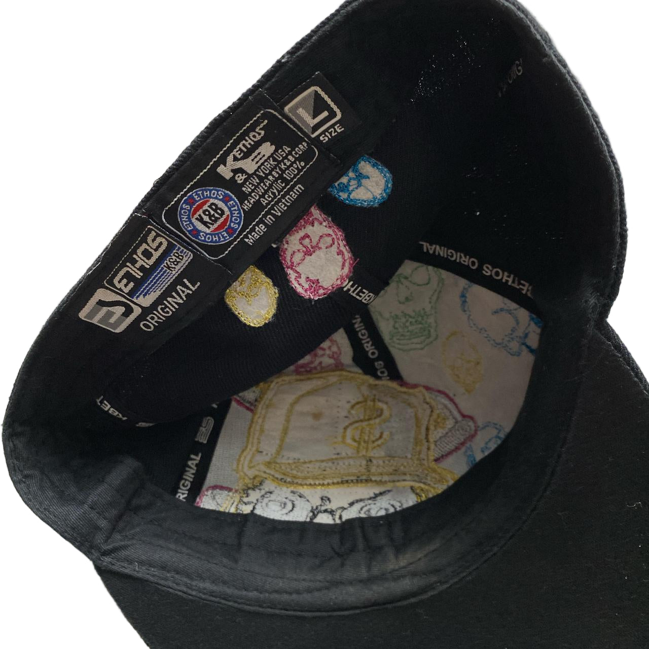 Skull Vintage Diamante Rhinestone Embroidery Fitted Cap