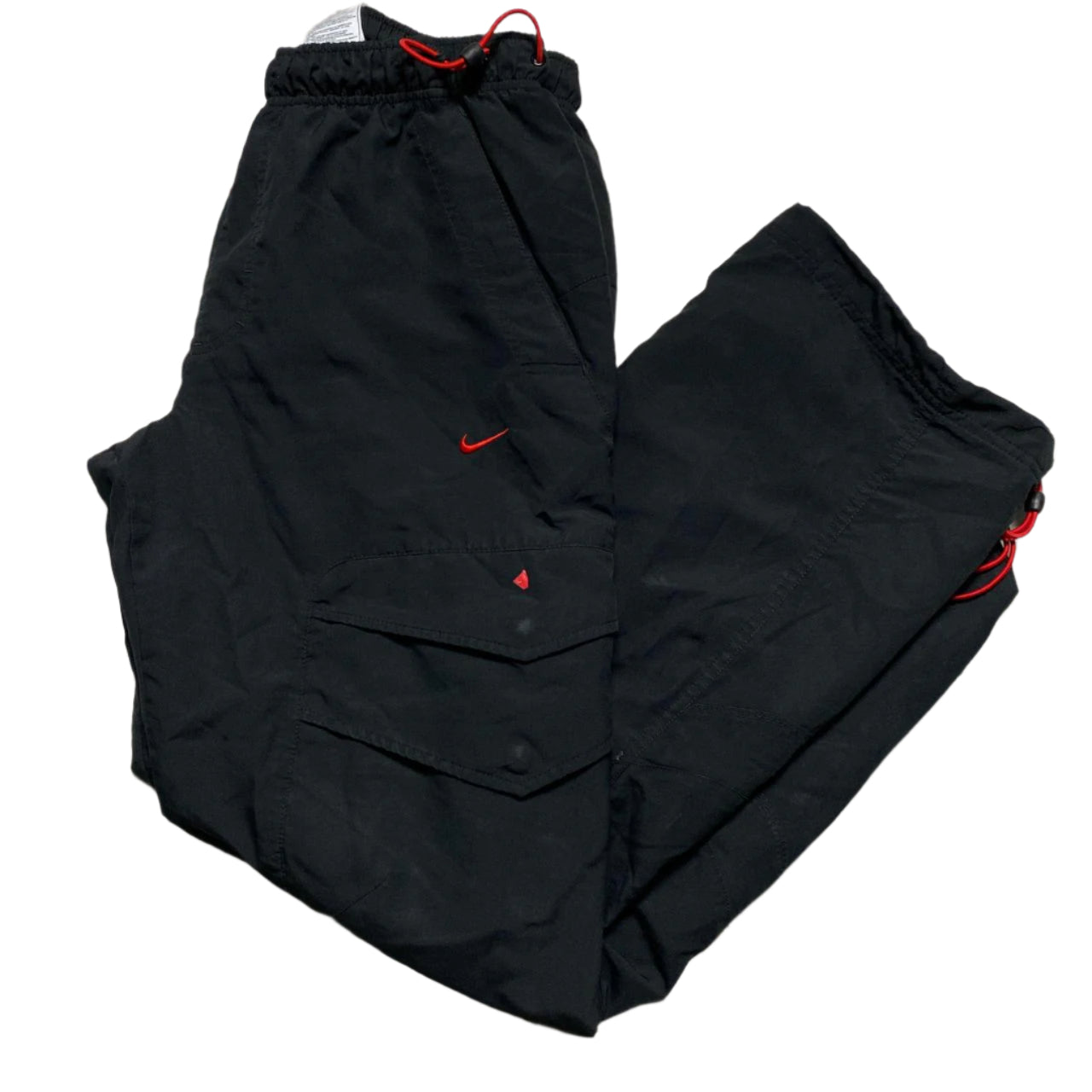 Nike Air Max LTD Black and Red Shell Cargo Trackpant Baggy Bottoms (M)