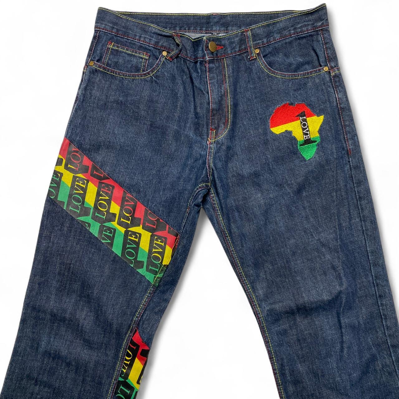 Bob Marley Rasta Vintage y2k Navy Jeans (36W)